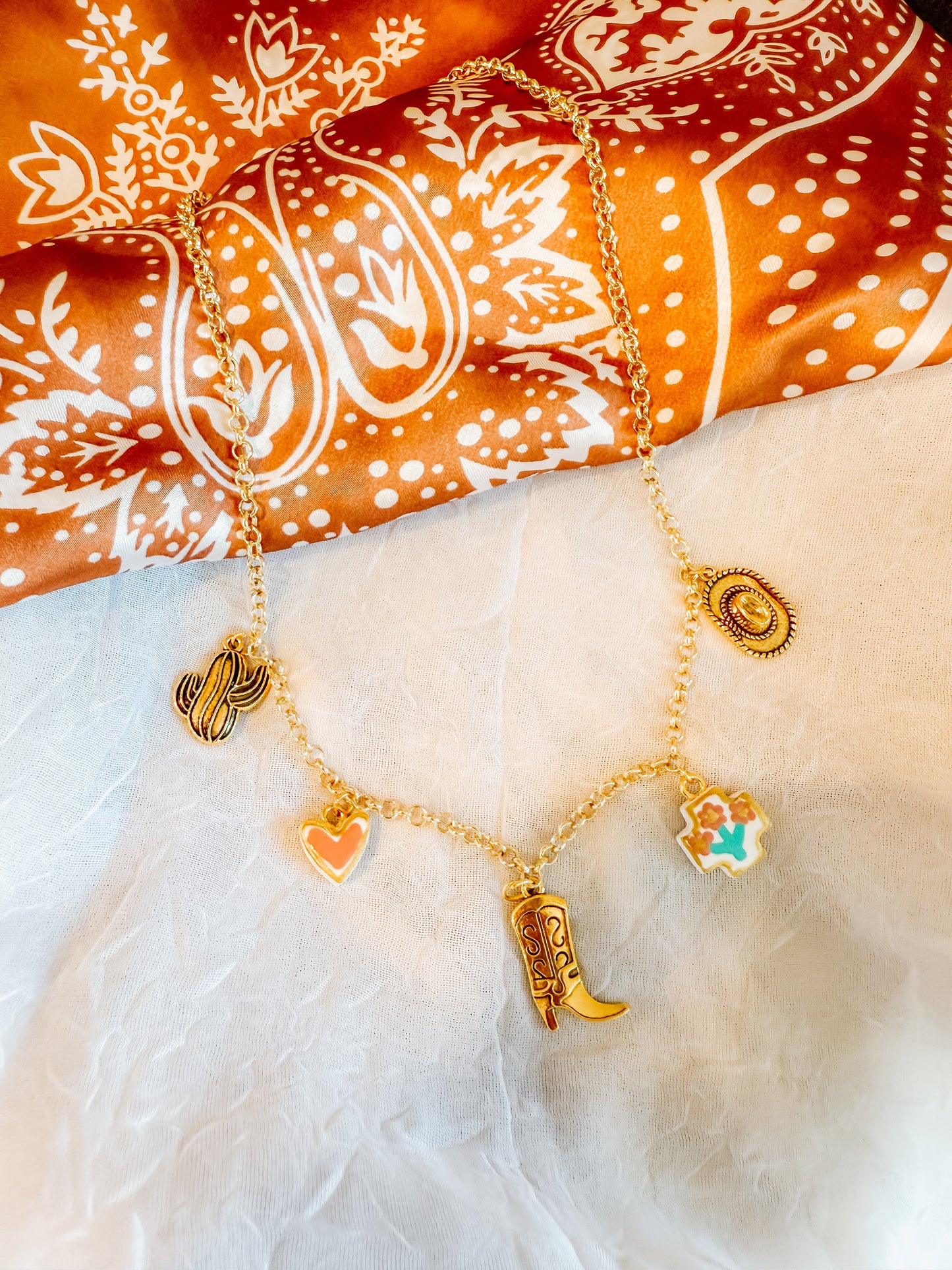 Cowboy Boot & Heart Charm Necklace