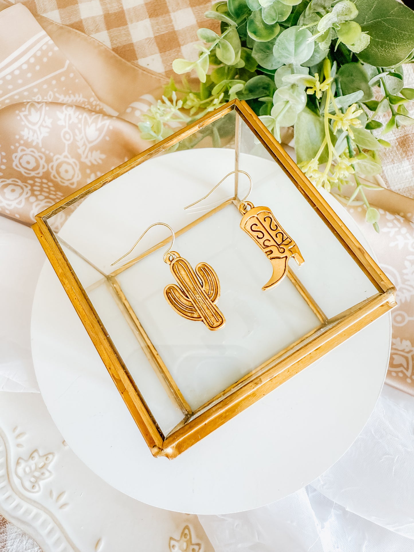 Minimalist Gold Charm Cowboy Earrings