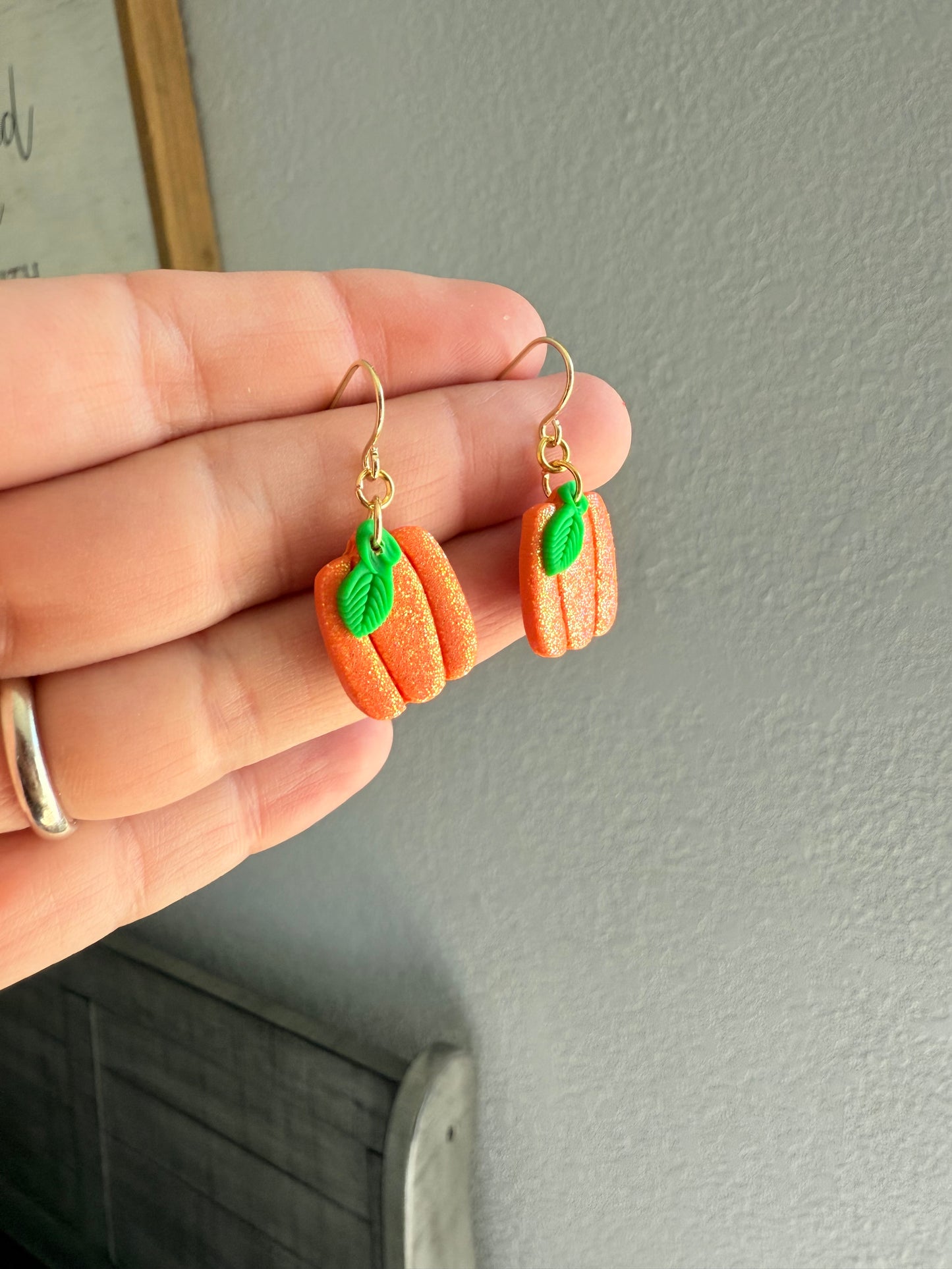 Glitter Pumpkin Earrings and Necklace