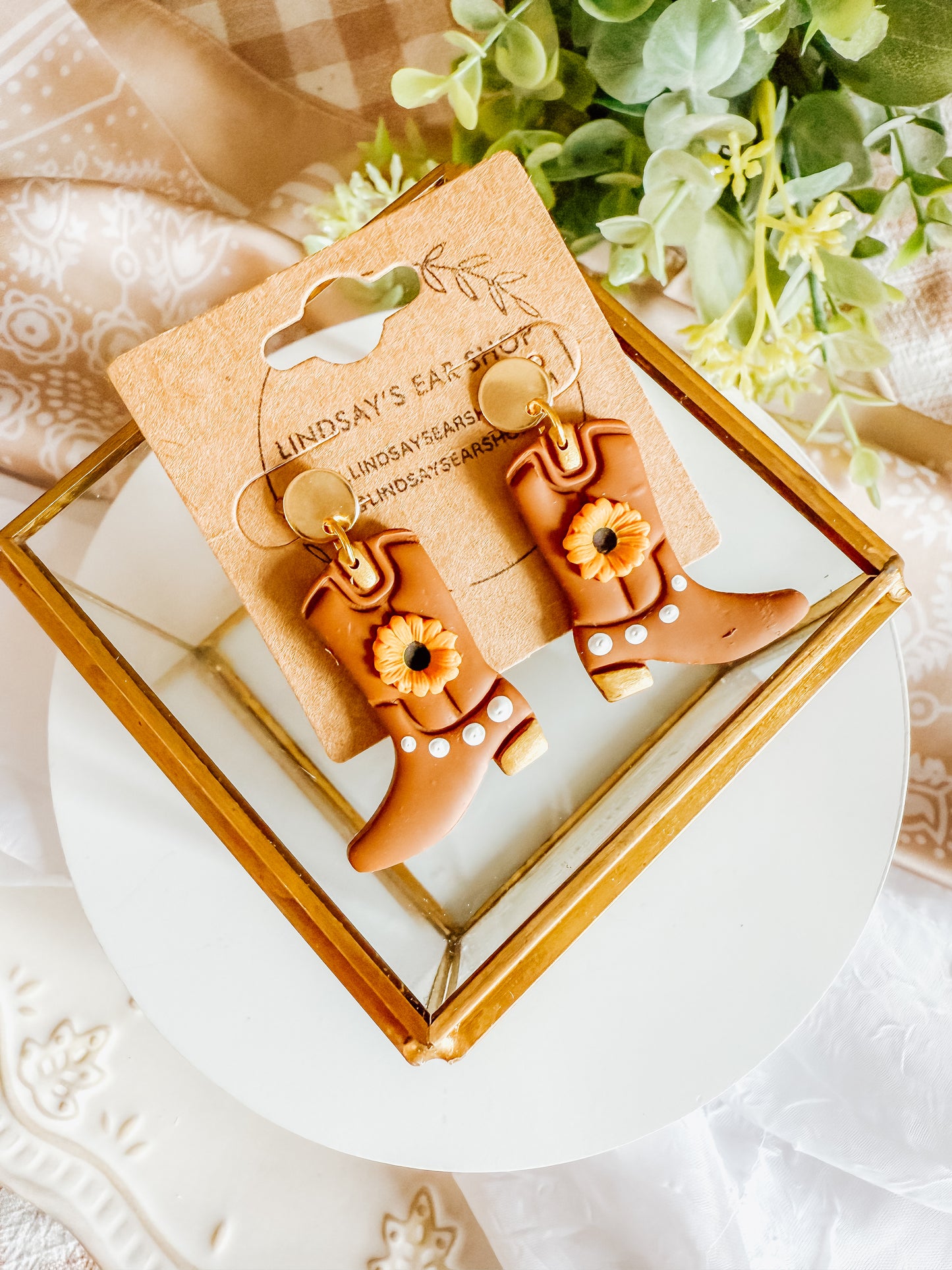 Mini Sunflower Cowboy Boot Dangles