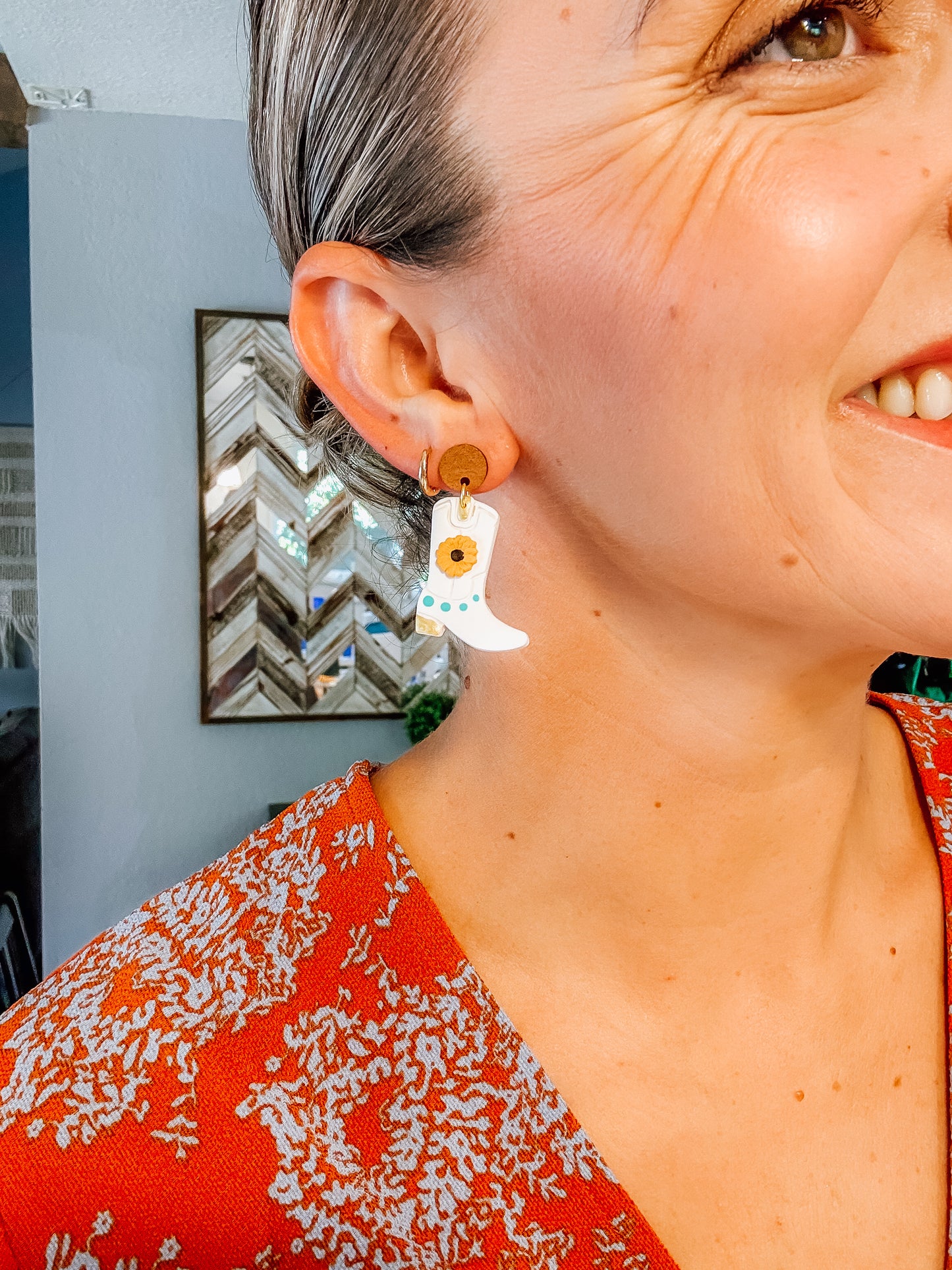 Mini Sunflower Cowboy Boot Dangles