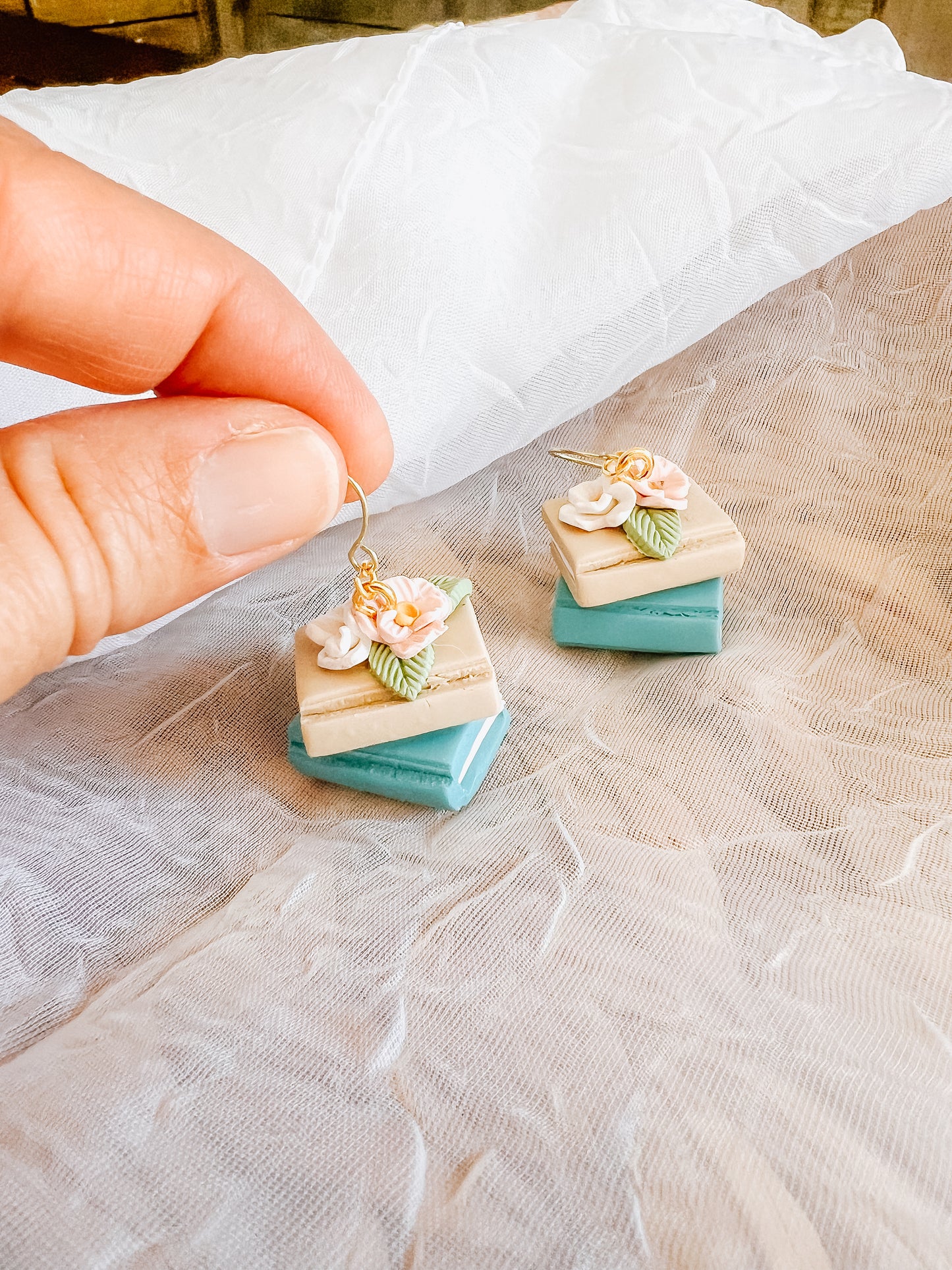 Floral Book Stack Earrings