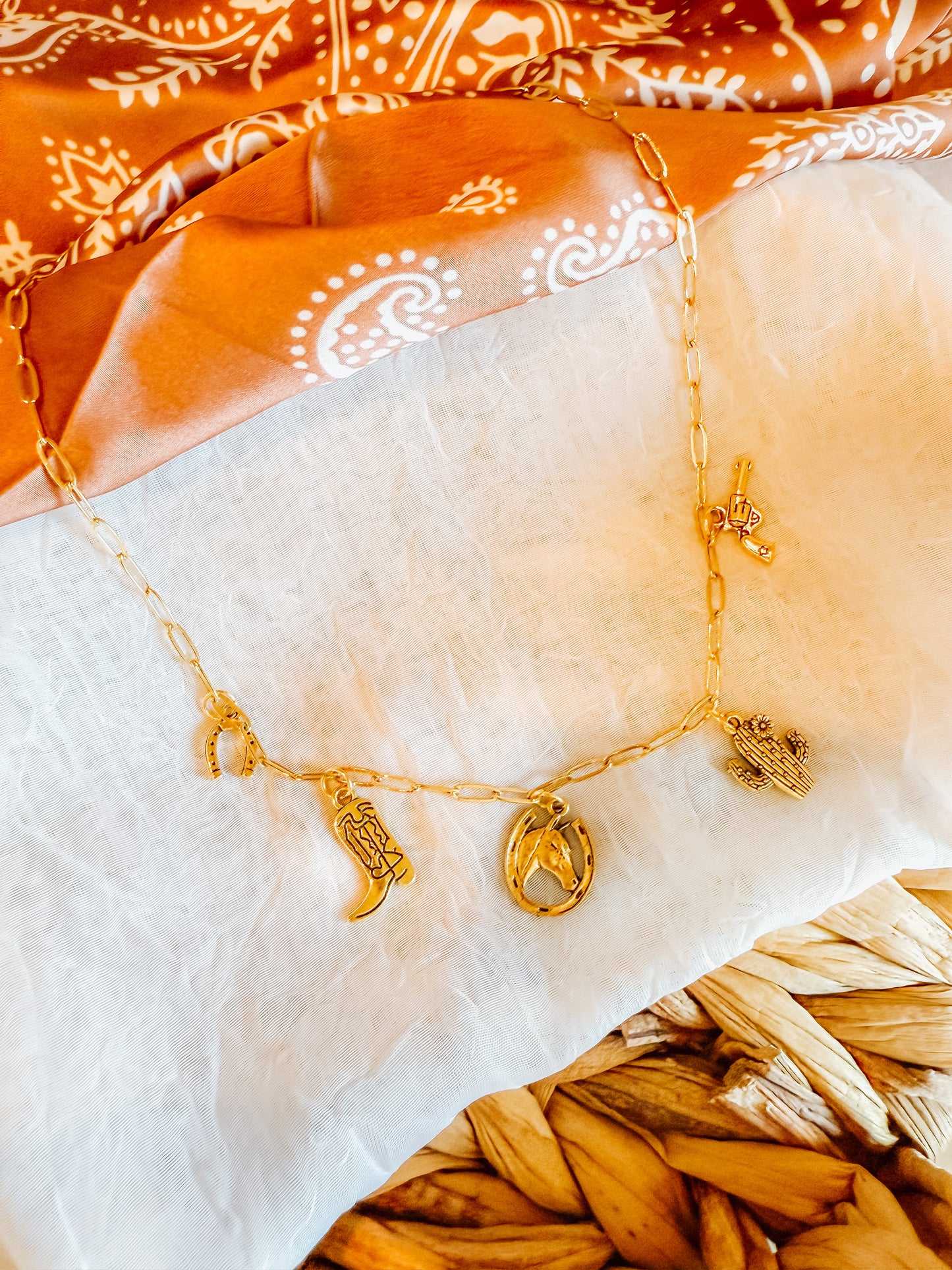 Horsey Cactus Gold Charm Necklace