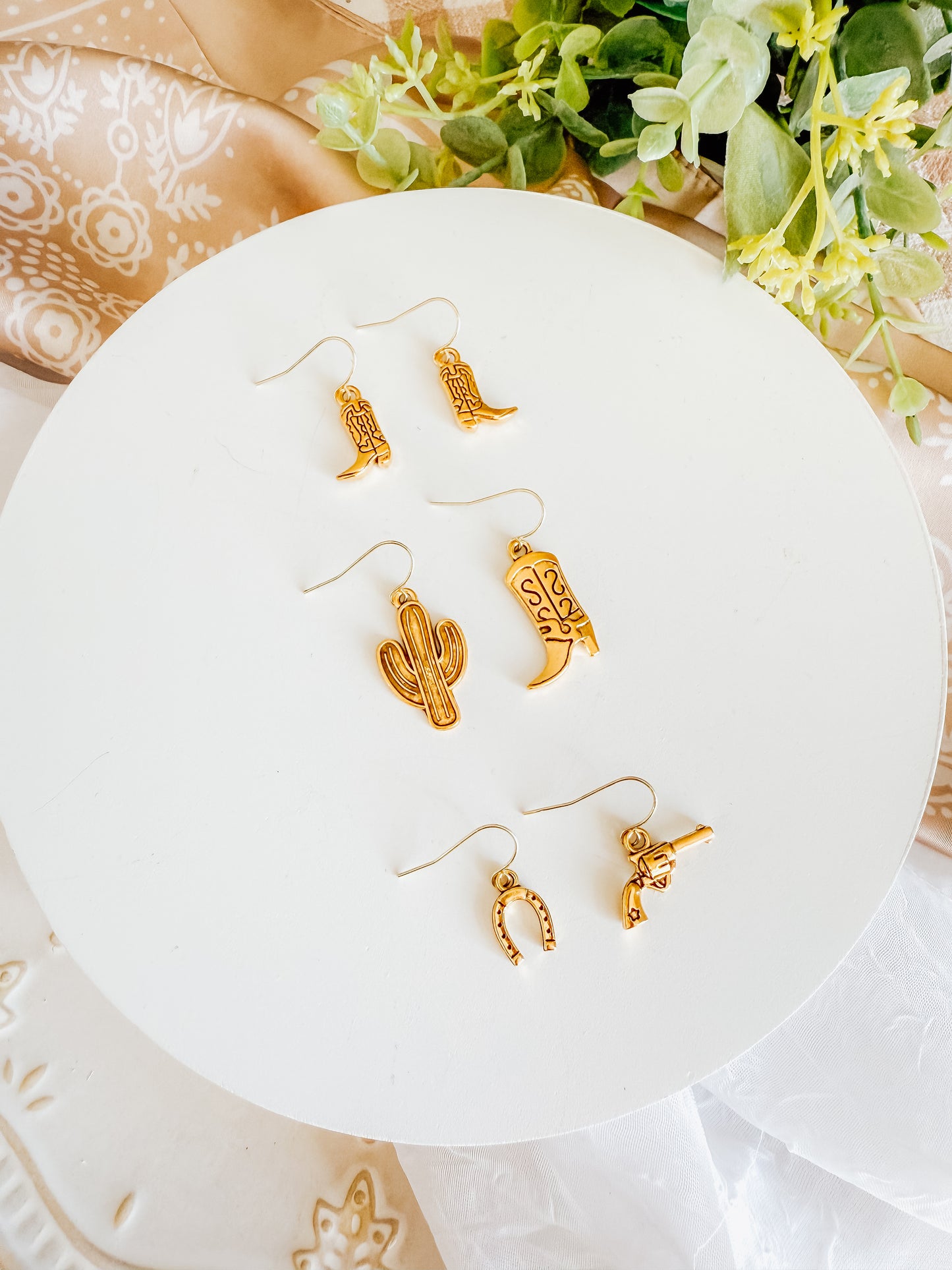 Minimalist Gold Charm Cowboy Earrings