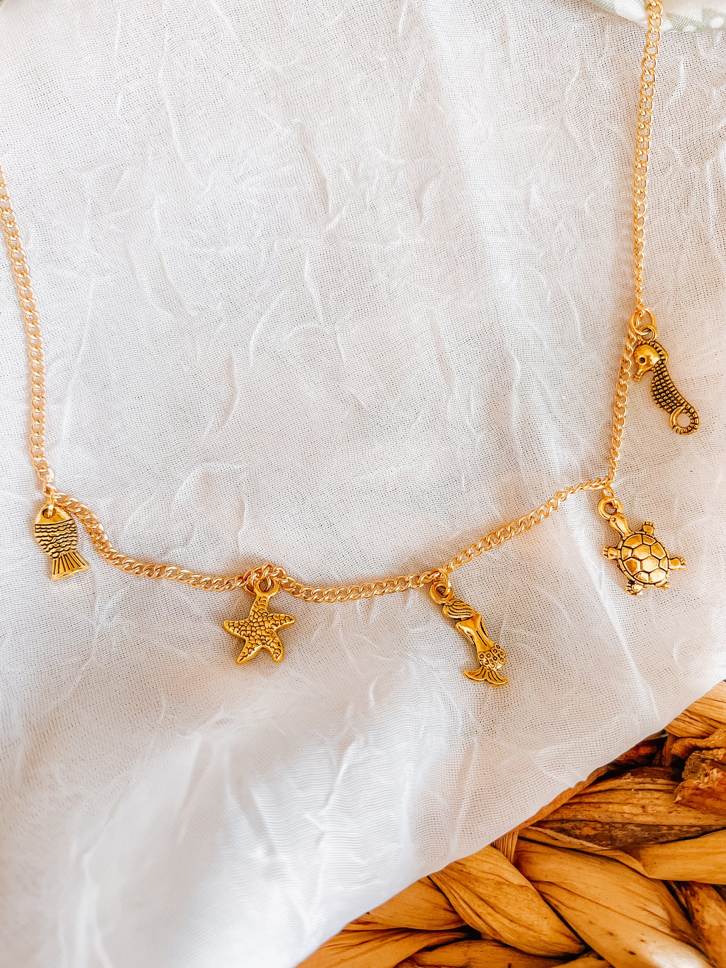 Mermaid small chain charm necklace
