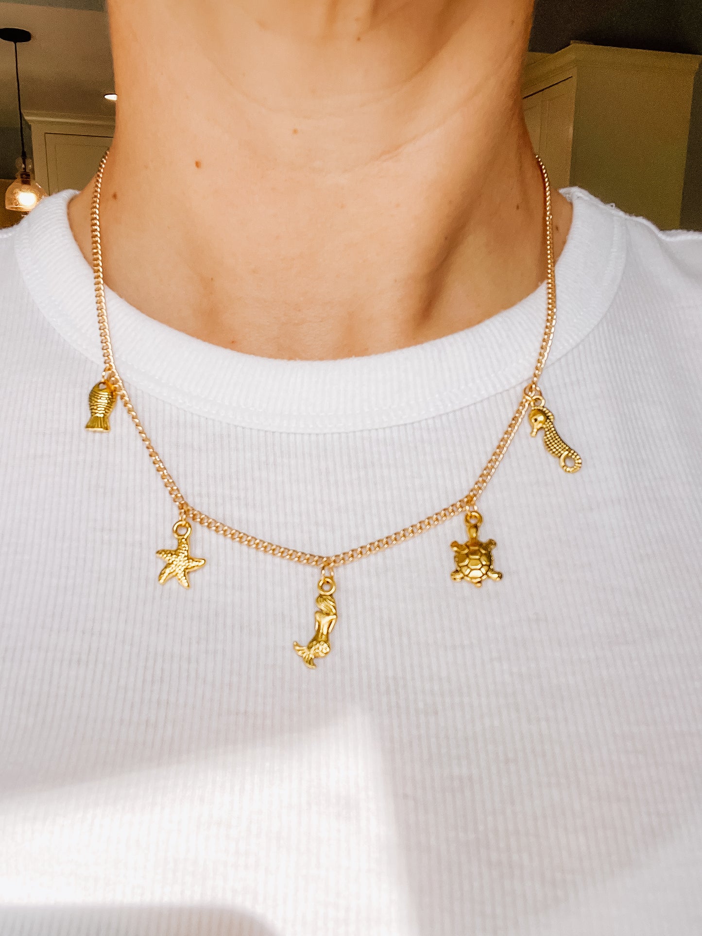 Mermaid small chain charm necklace