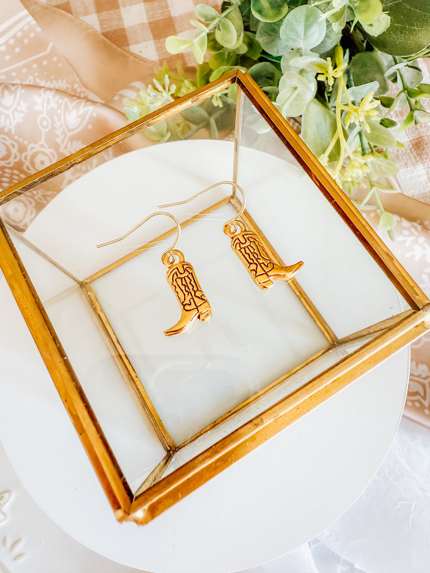 Minimalist Gold Charm Cowboy Earrings