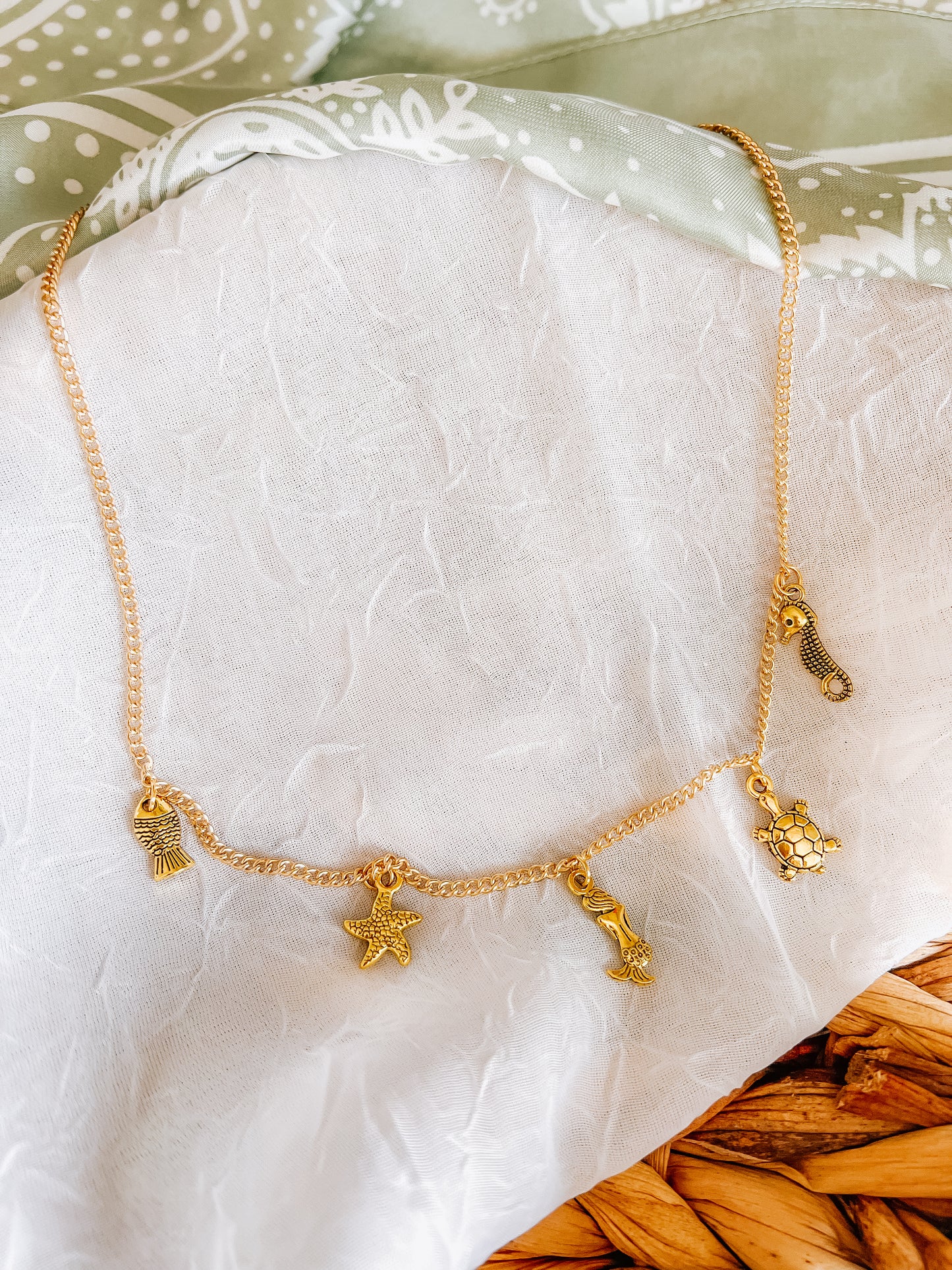 Mermaid small chain charm necklace