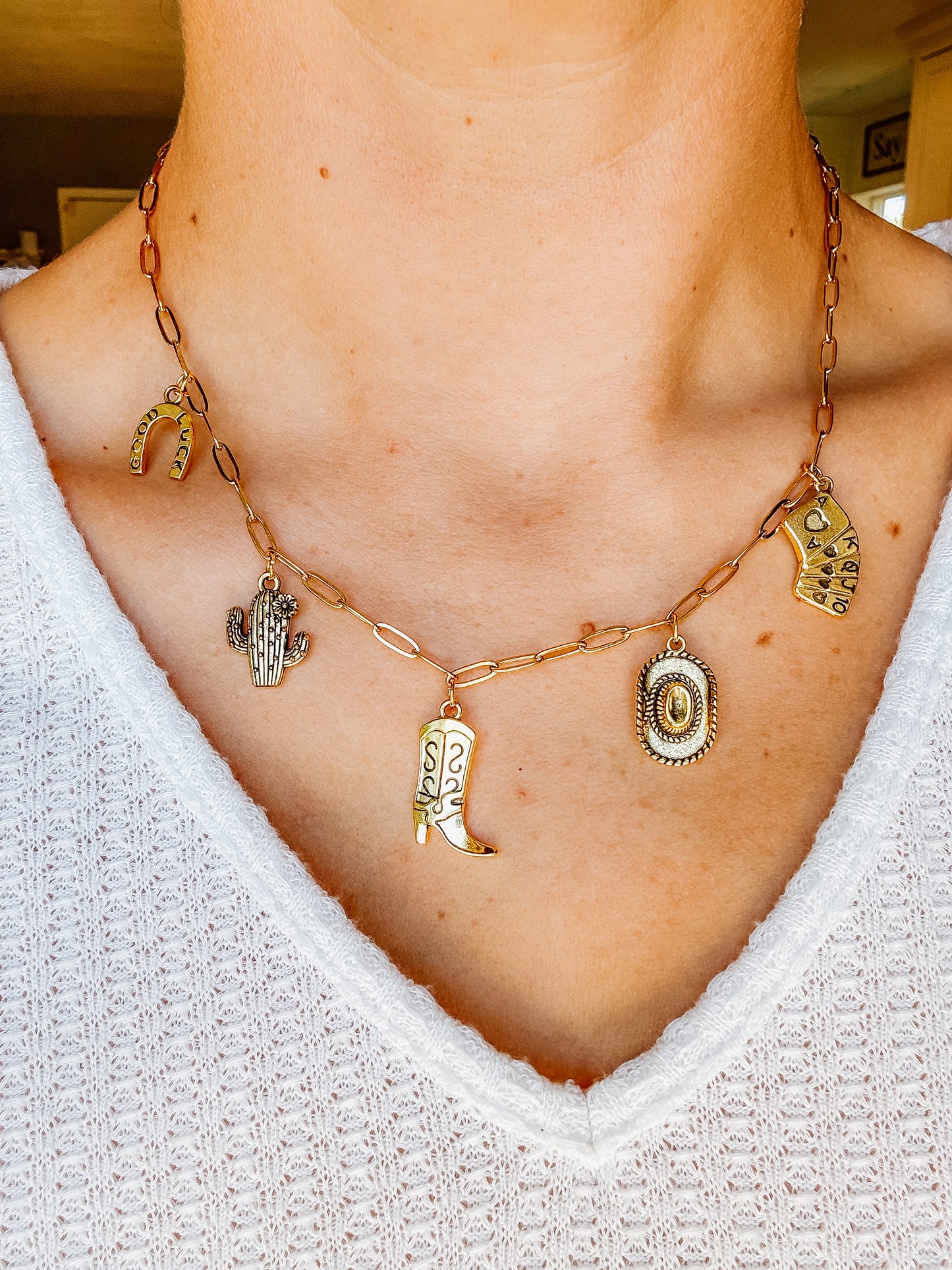 Cowboy Boot Gold Charm Necklace