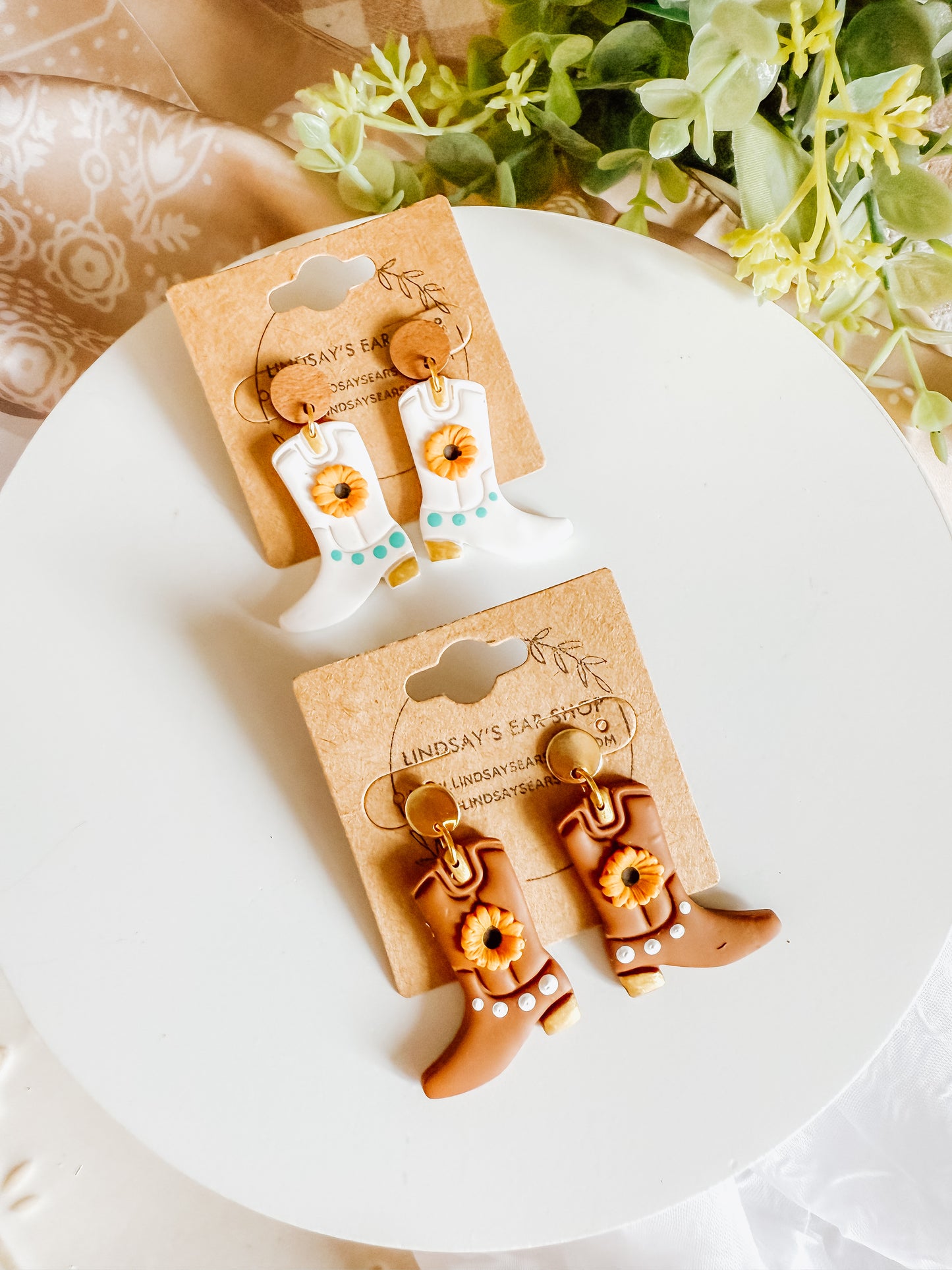 Mini Sunflower Cowboy Boot Dangles