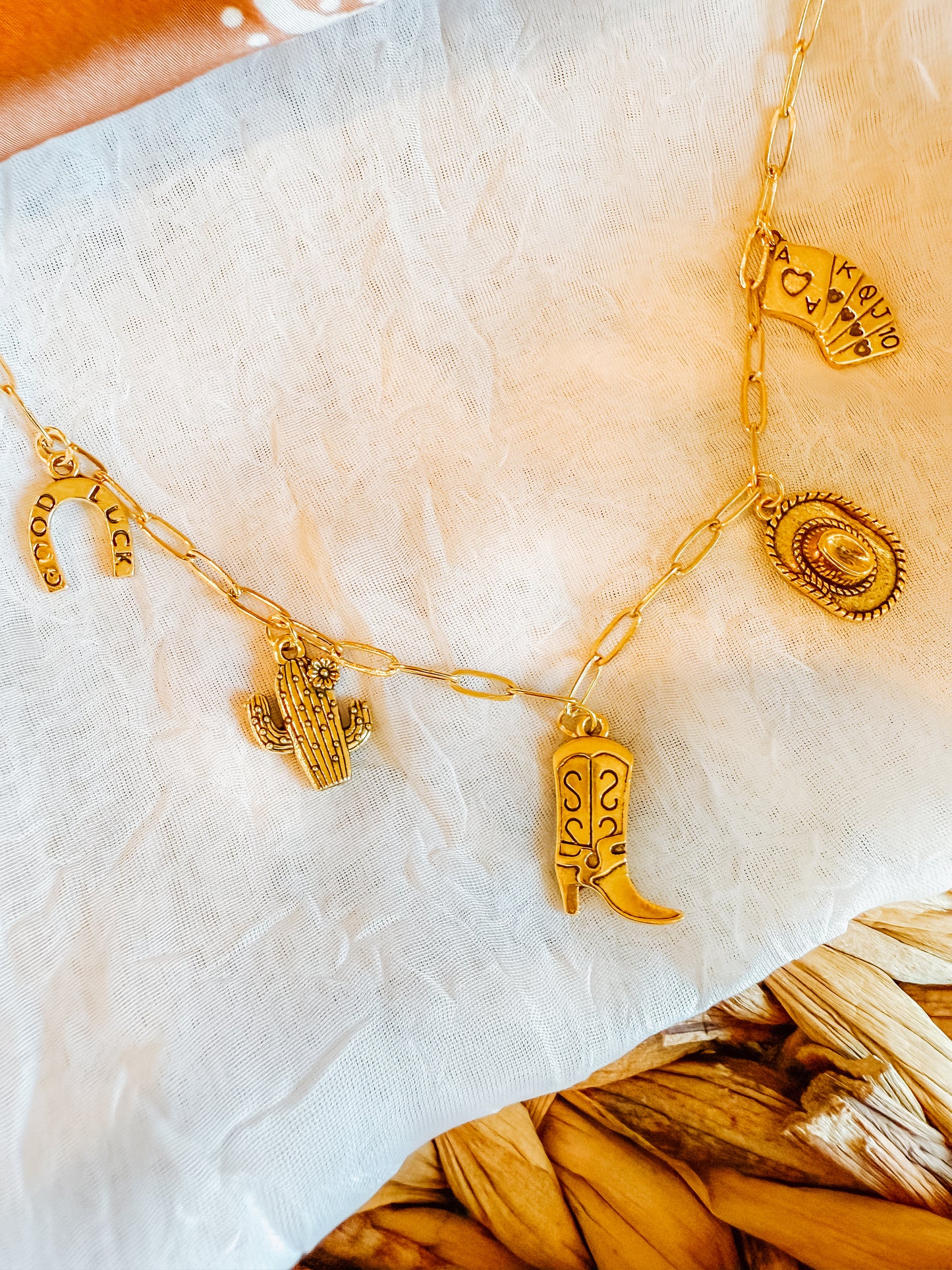 Cowboy Boot Gold Charm Necklace
