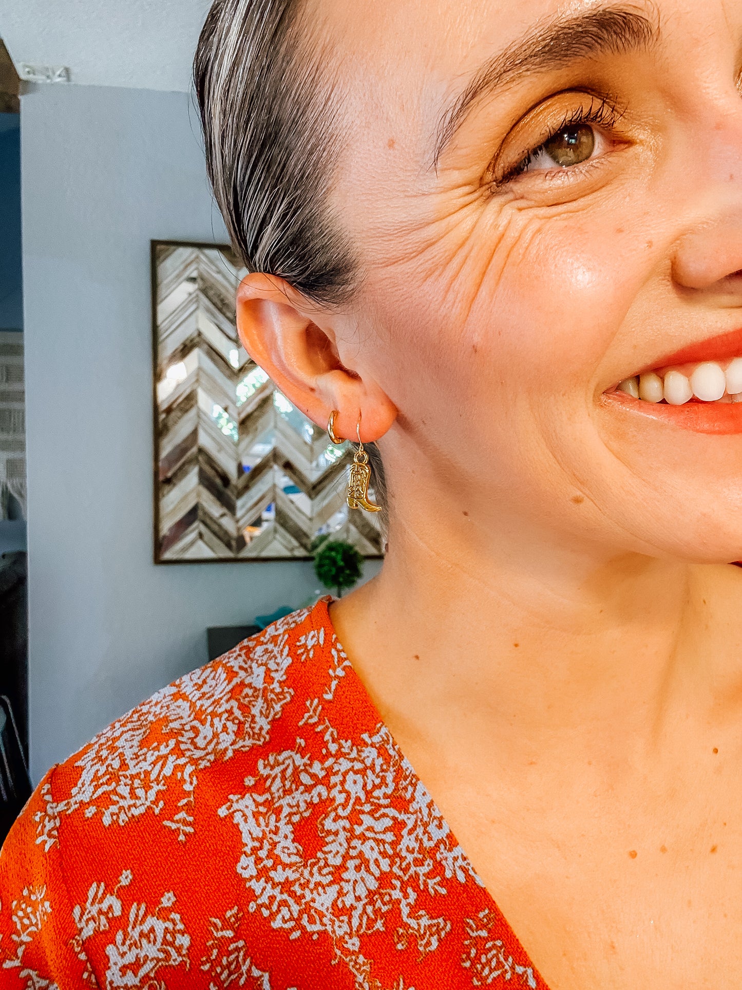 Minimalist Gold Charm Cowboy Earrings