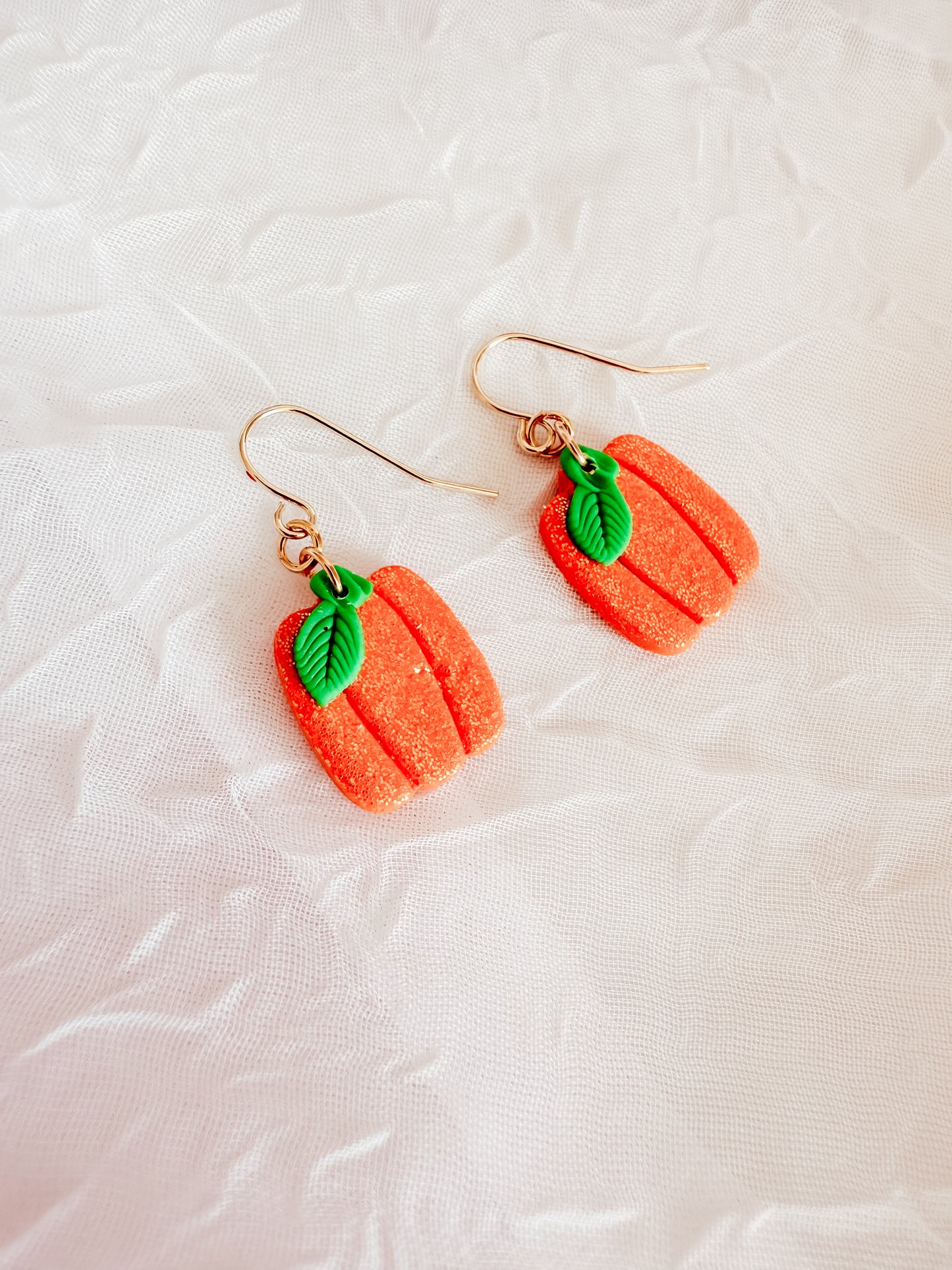 Glitter Pumpkin Earrings and Necklace