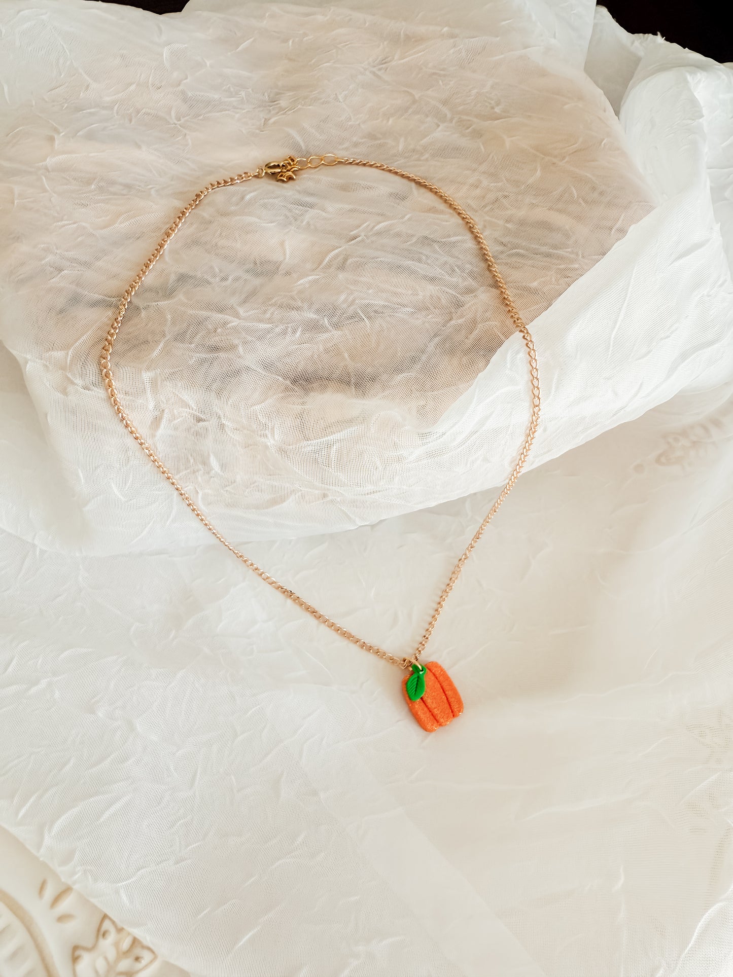 Glitter Pumpkin Earrings and Necklace