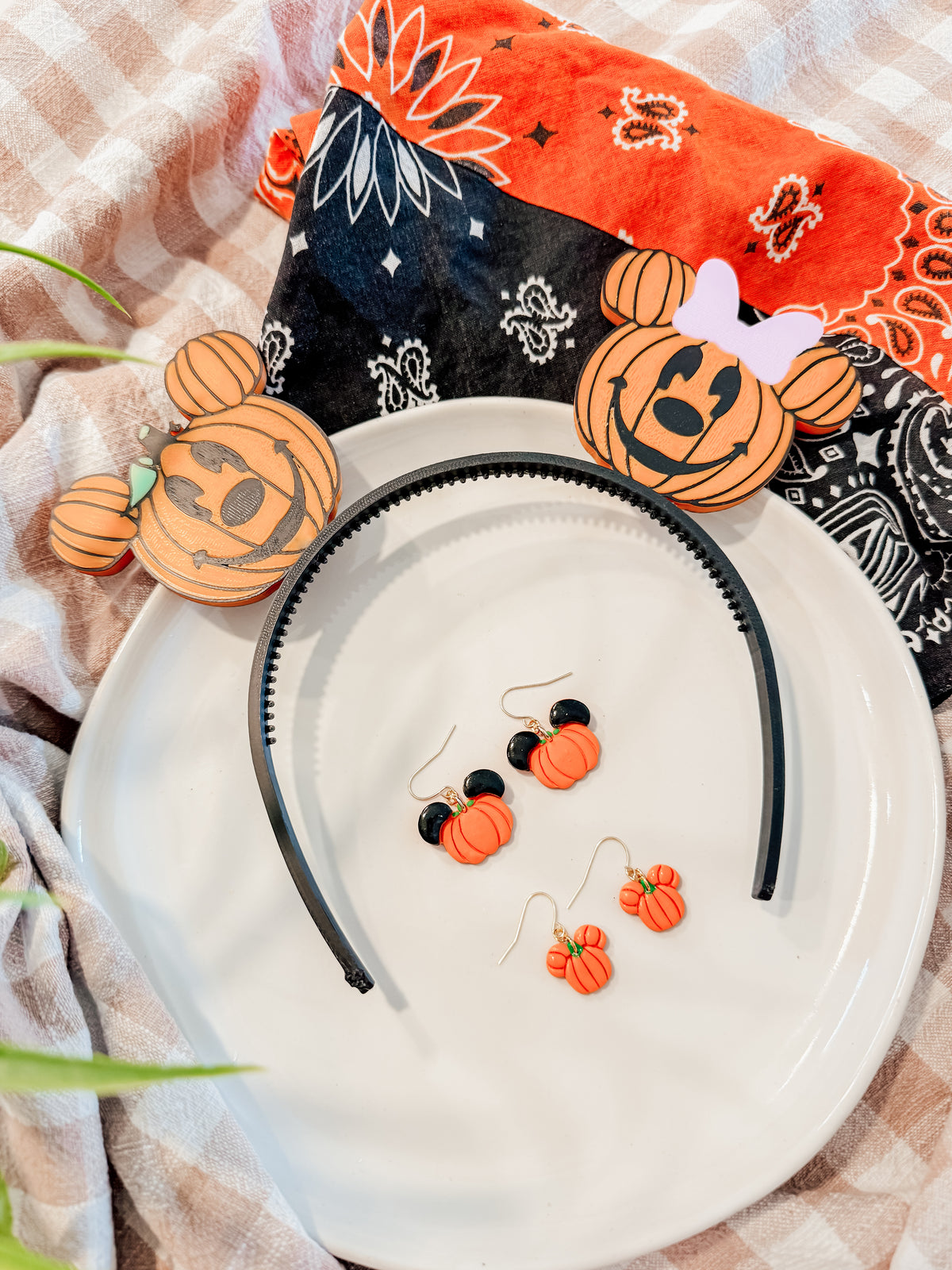Pumpkin Mickey Ears & Earrings