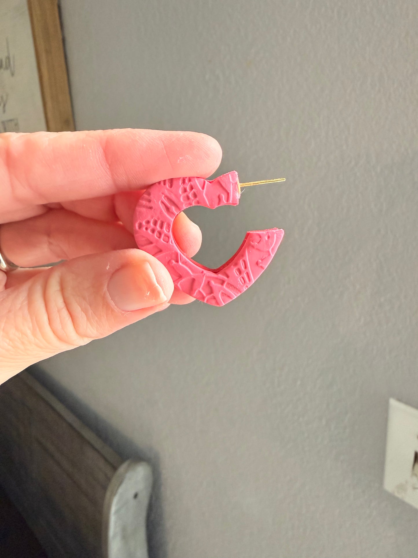 Pink & Red Lace Heart Hoops