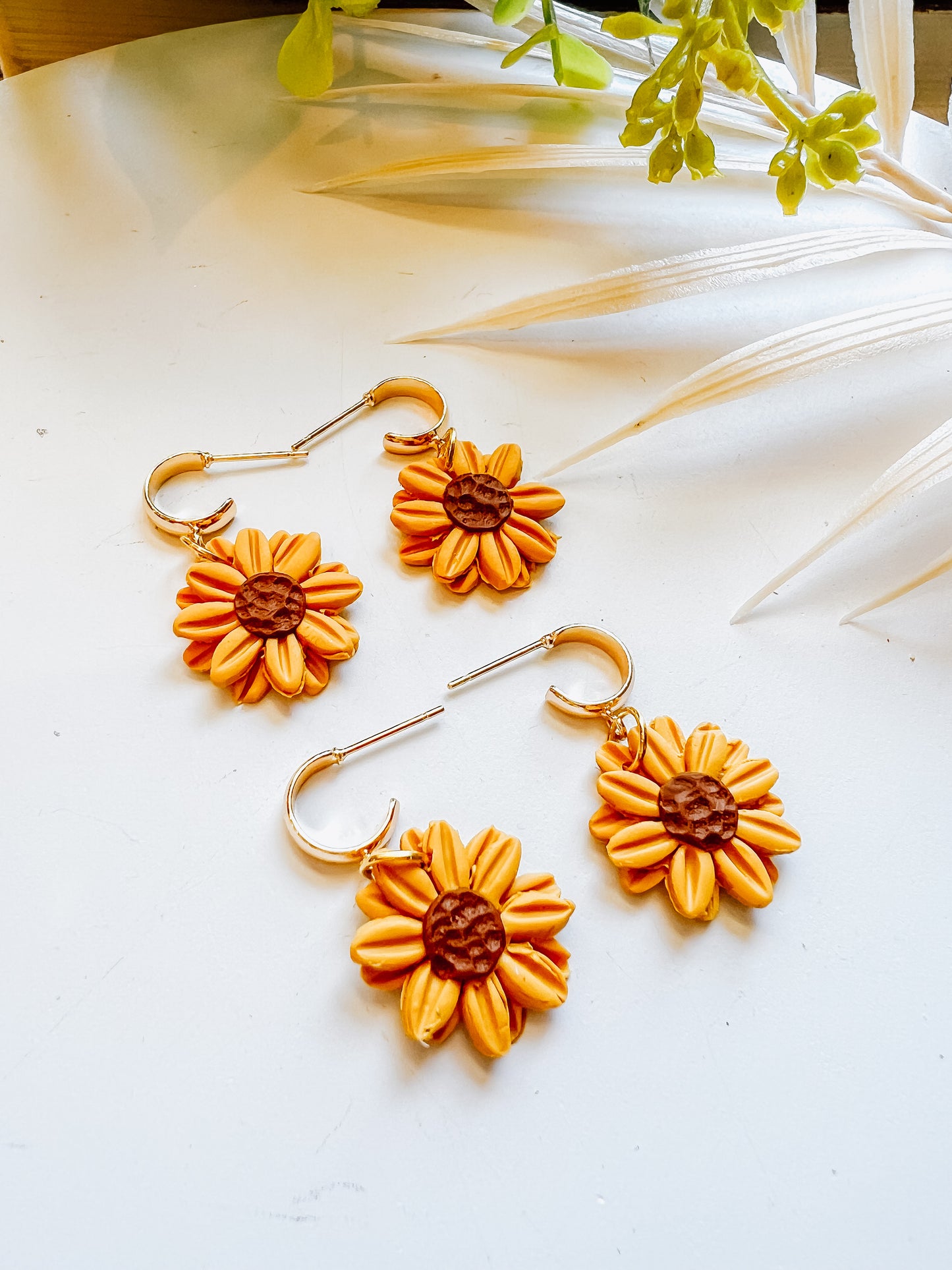 Sunflower huggie Dangles