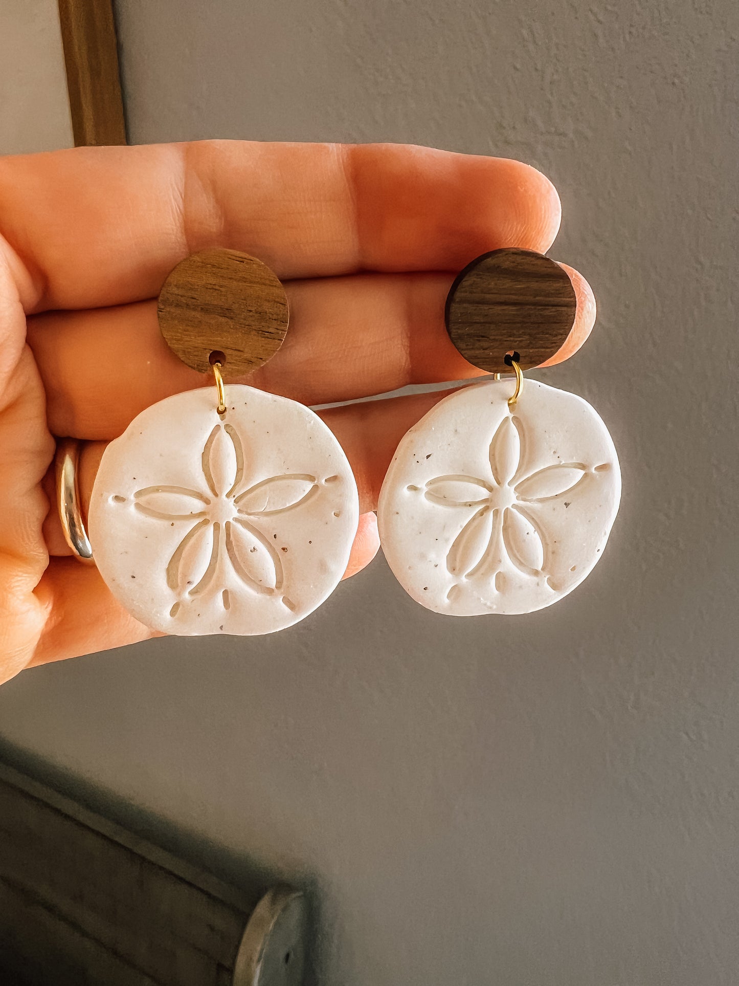 Big Sea Shell Sand Dollar Earrings