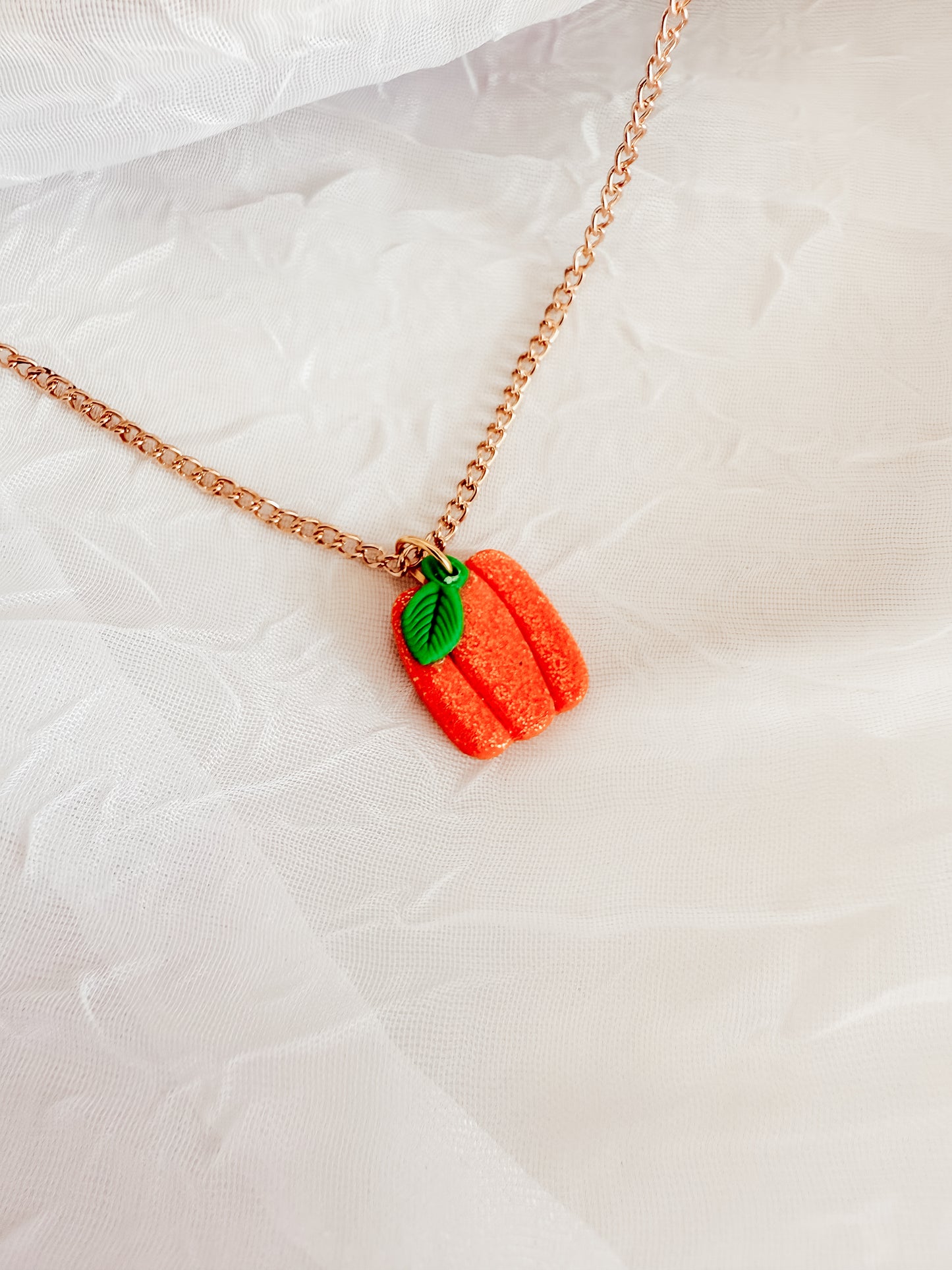Glitter Pumpkin Earrings and Necklace