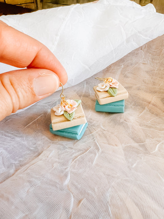 Floral Book Stack Earrings
