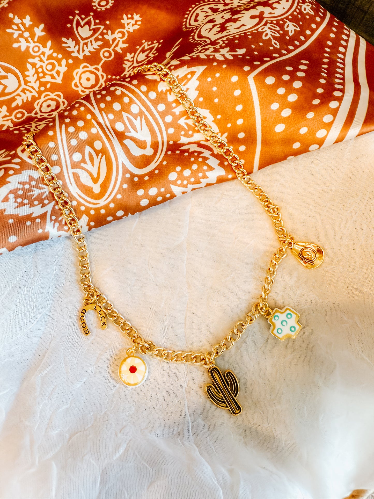 Cactus & Flower Charm Necklace