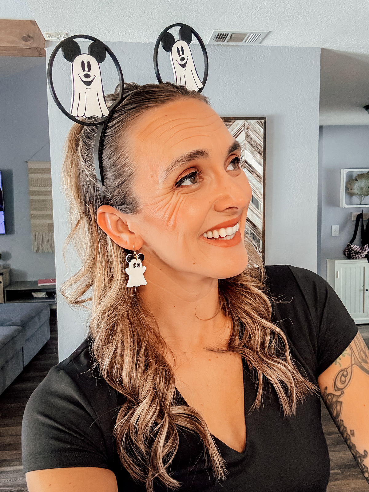 Ghost Mickey Ears & Earrings