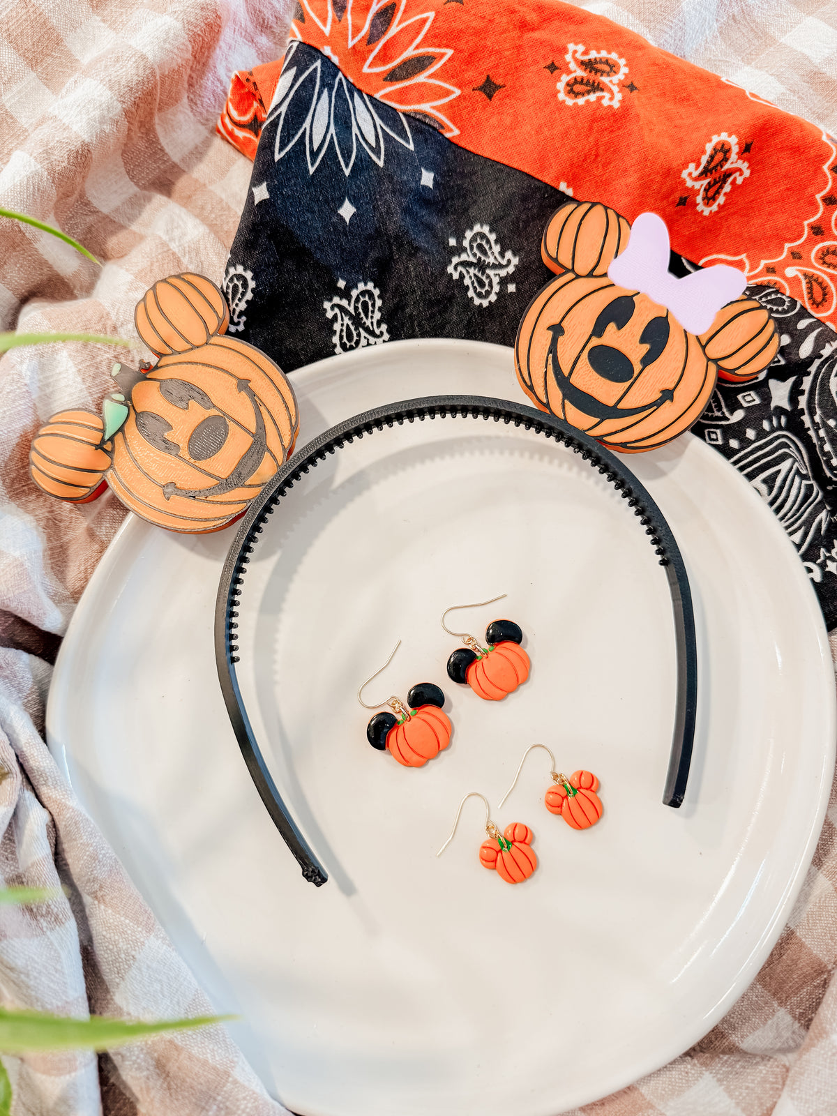 Pumpkin Mickey Ears & Earrings