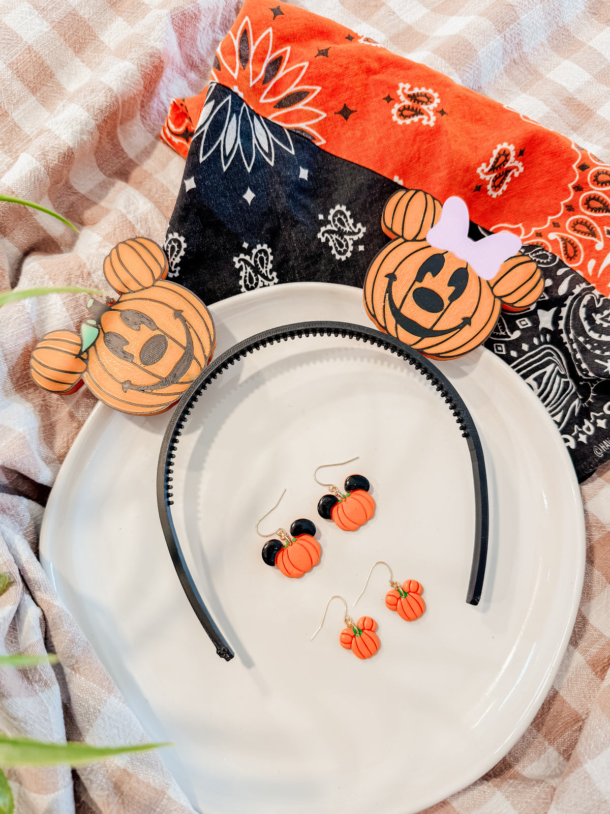 Pumpkin Mickey Ears & Earrings