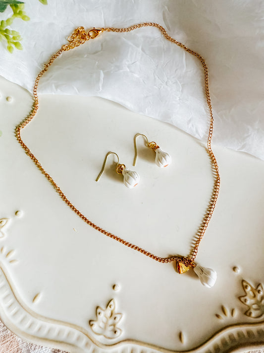 Garlic Earrings and Necklace