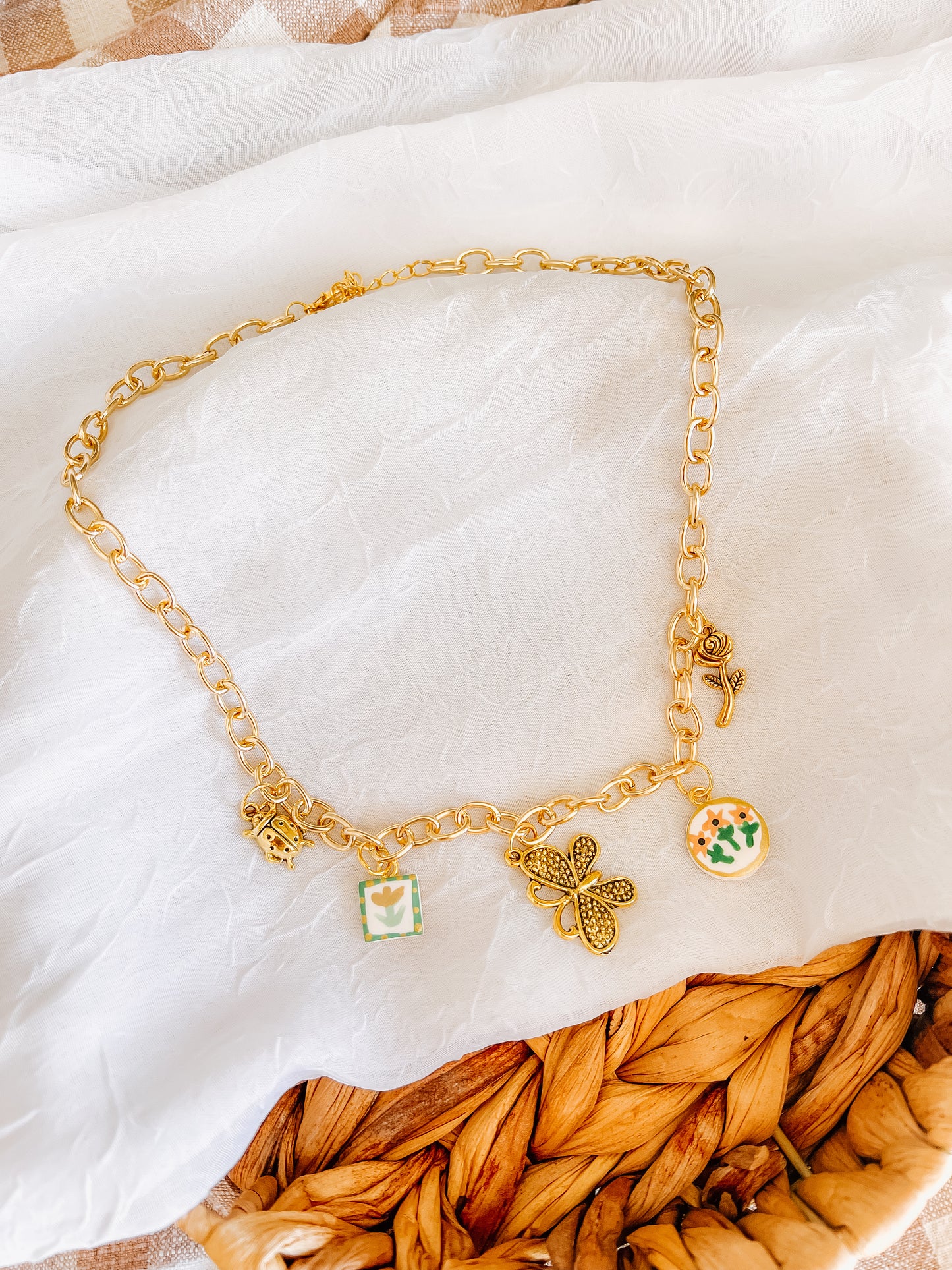 Butterfly Charm Necklace - Chunky Chain