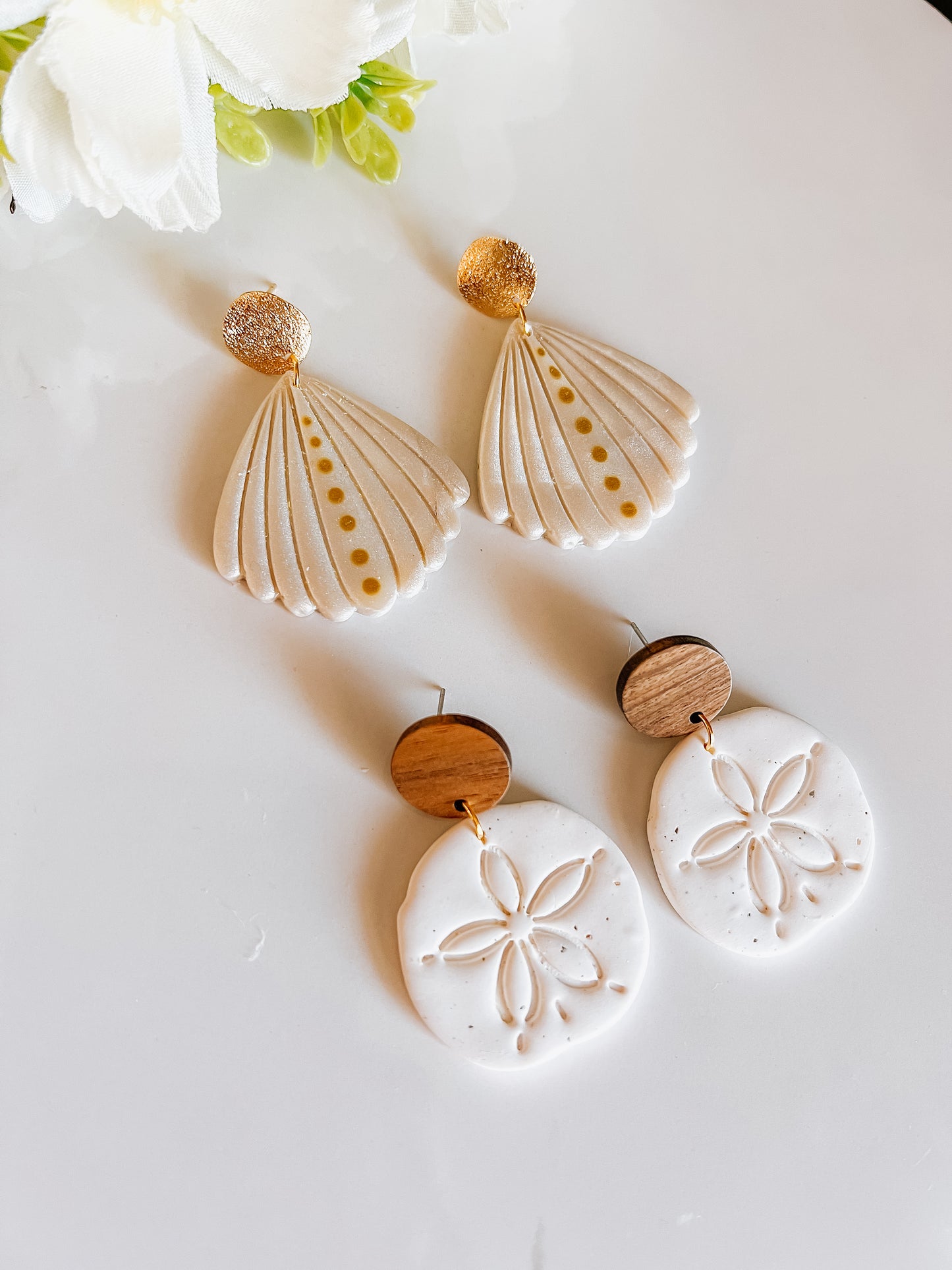 Big Sea Shell Sand Dollar Earrings