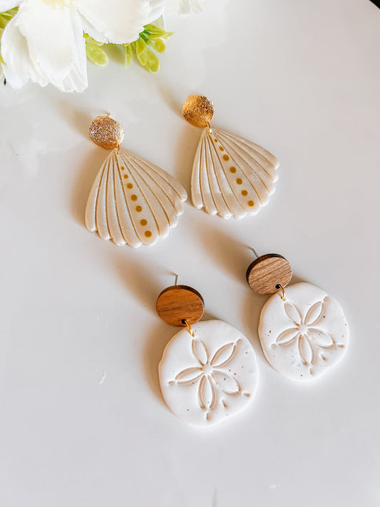 Big Sea Shell Sand Dollar Earrings