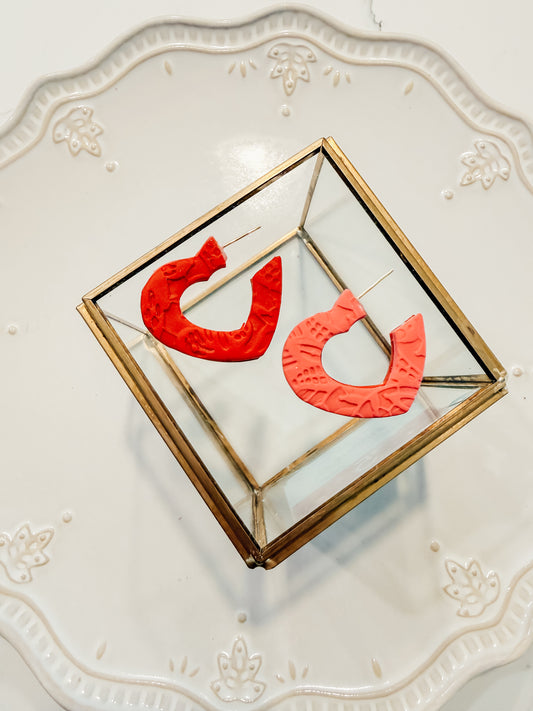 Pink & Red Lace Heart Hoops