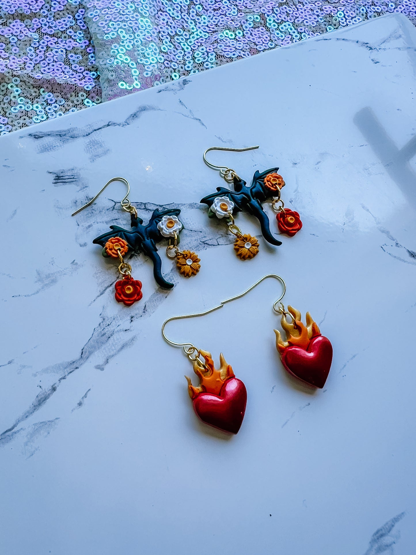 Throne of Glass inspired Abraxos and Fireheart earrings