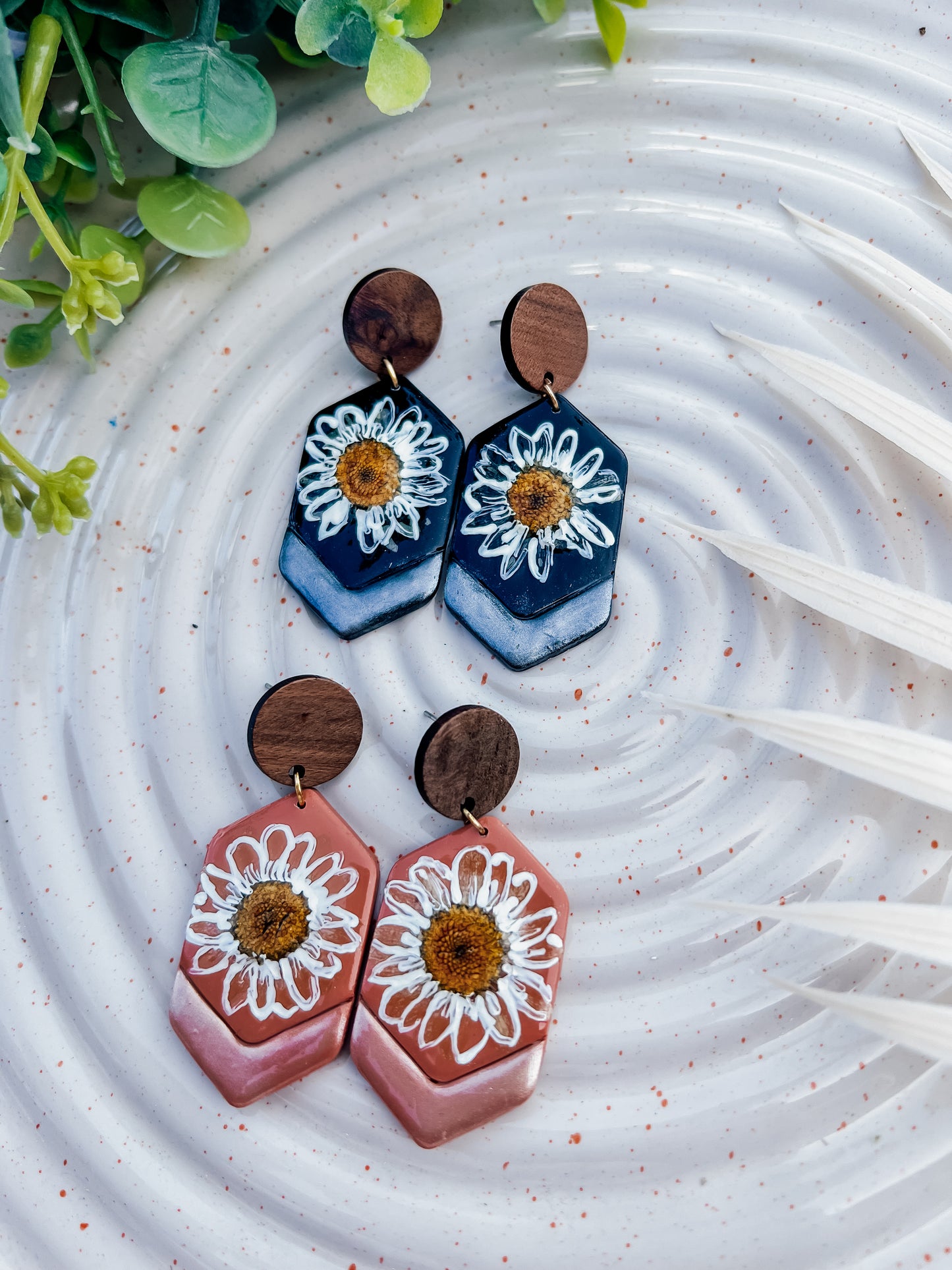 Hand Painted Dainty Daisy Dangles