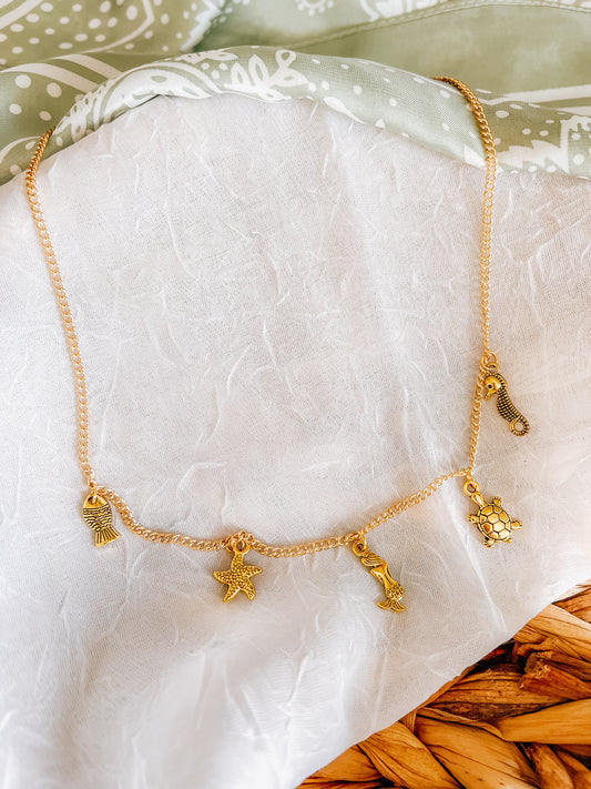 Mermaid small chain charm necklace