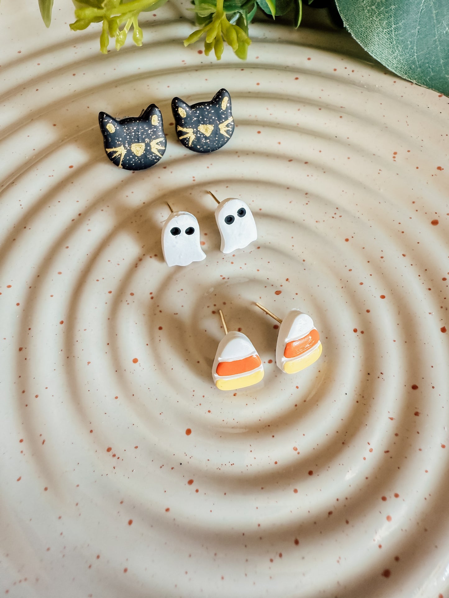 Spooky Cat, Ghost, Candy Corn Studs