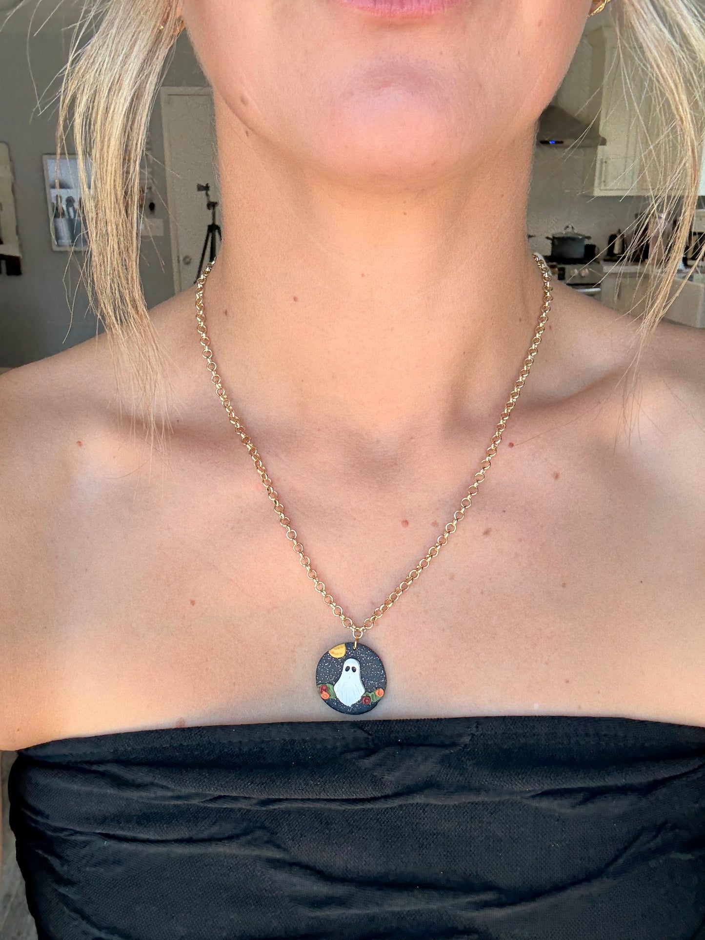 Ghost in the Flowers Earrings and Necklace