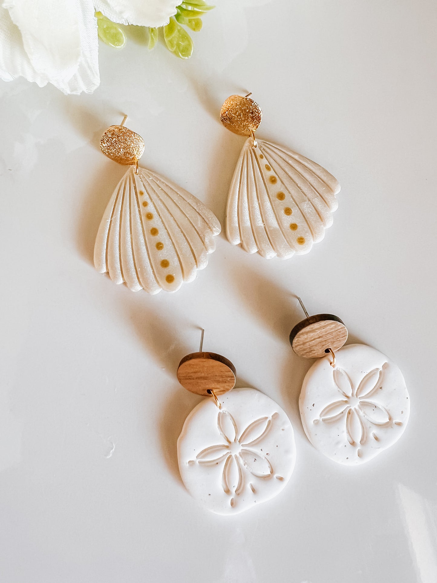 Big Sea Shell Sand Dollar Earrings