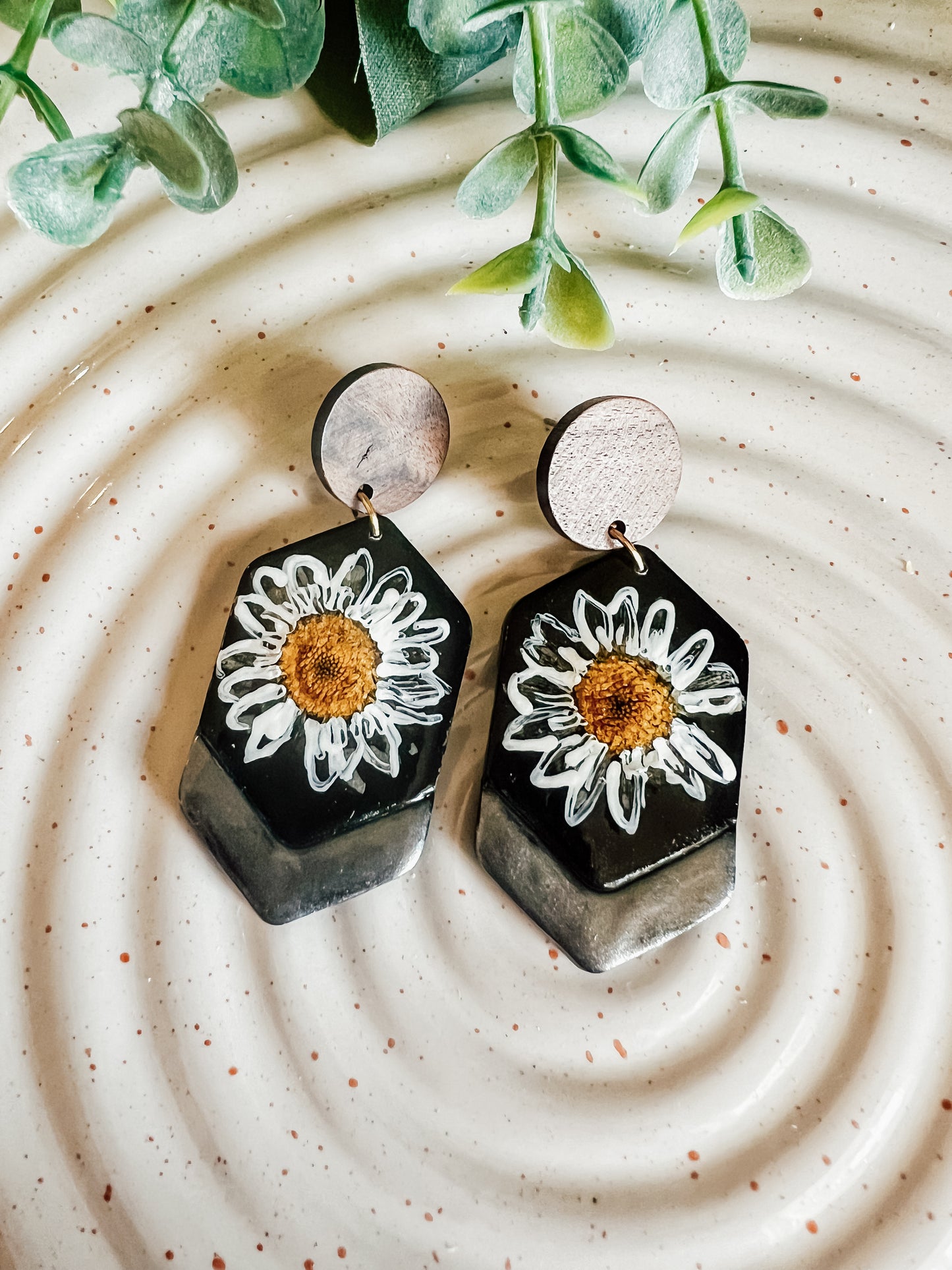 Hand Painted Dainty Daisy Dangles