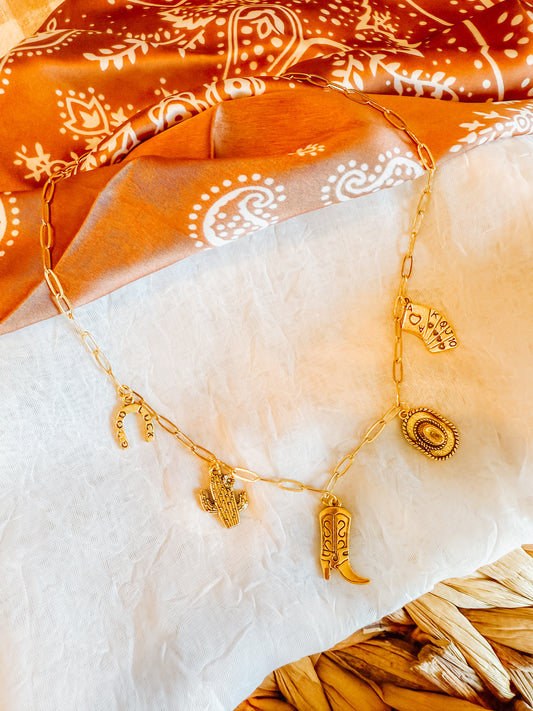 Cowboy Boot Gold Charm Necklace