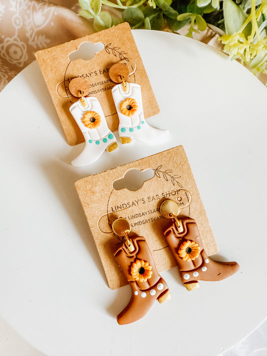 Mini Sunflower Cowboy Boot Dangles