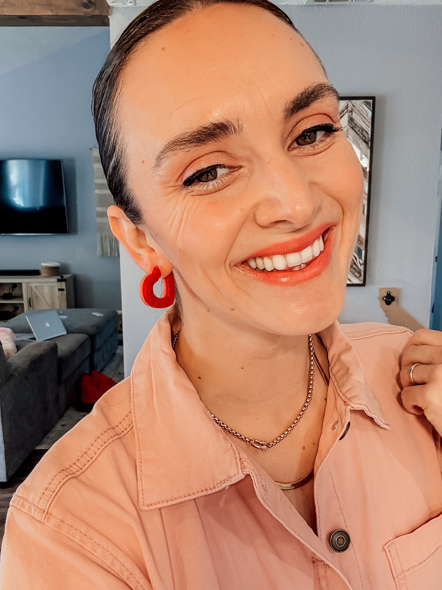 Pink & Red Lace Heart Hoops