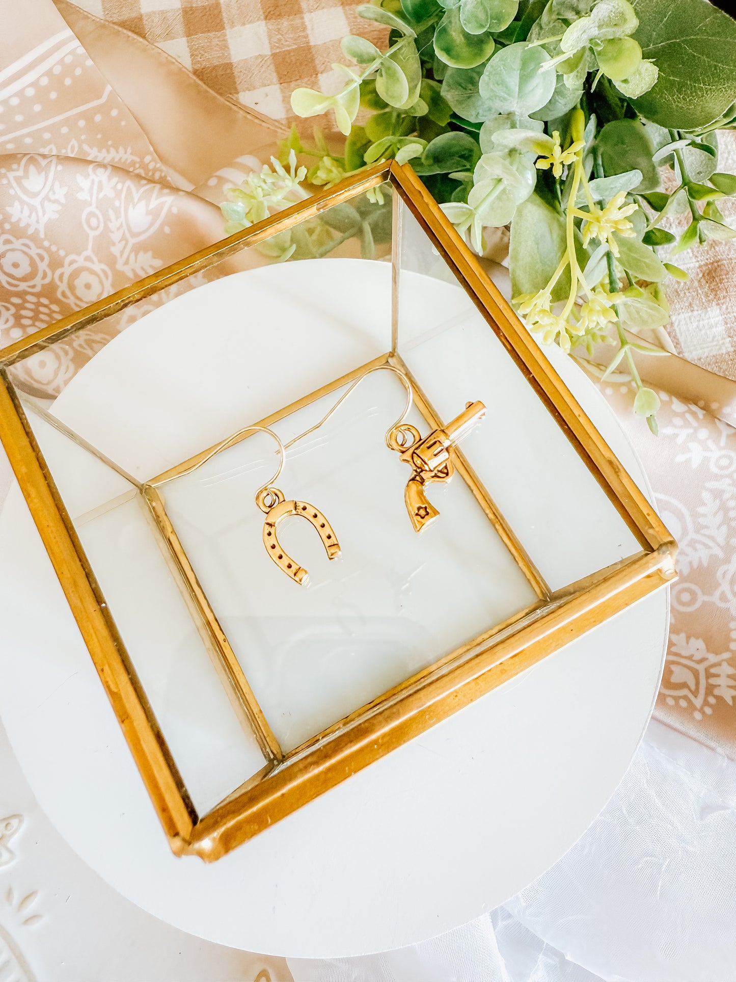 Minimalist Gold Charm Cowboy Earrings