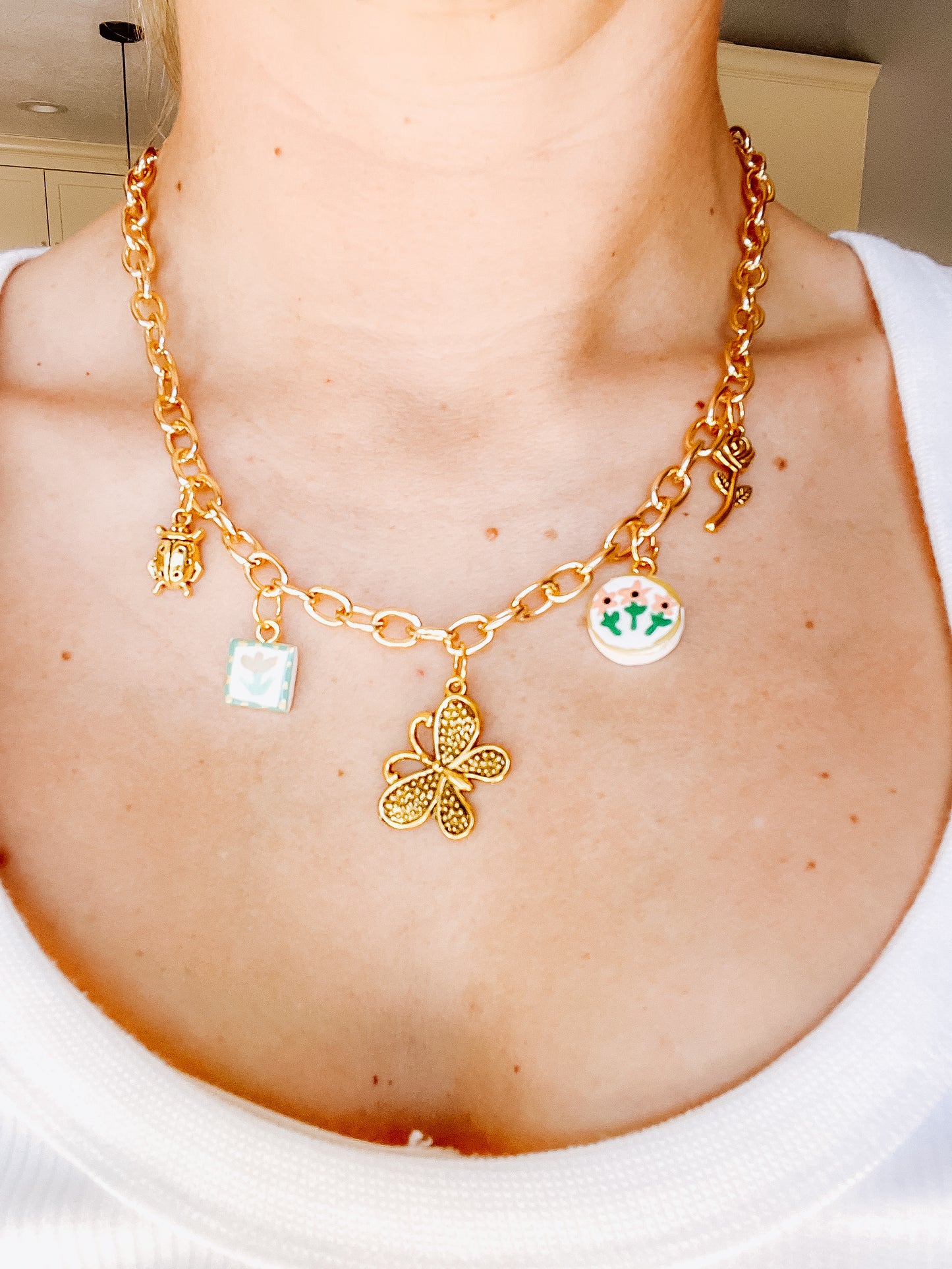 Butterfly Charm Necklace - Chunky Chain