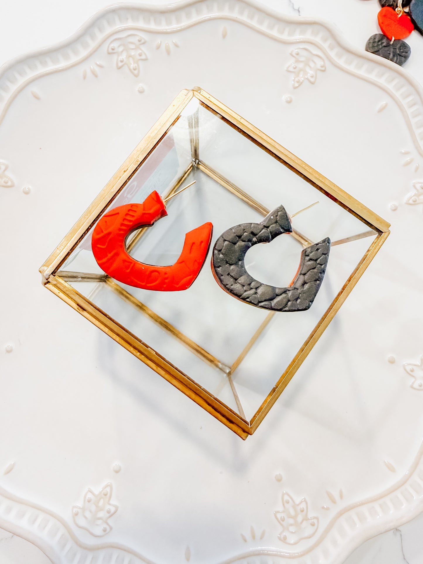 Classy and Sassy Red & Black Heart Hoops