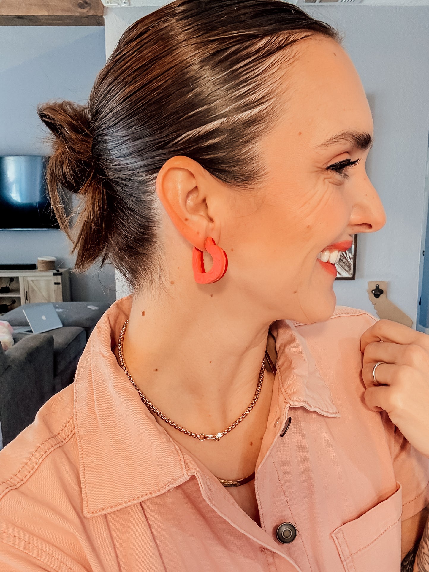 Pink & Red Lace Heart Hoops