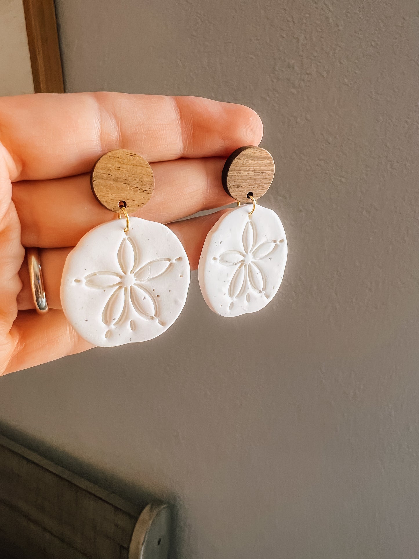Big Sea Shell Sand Dollar Earrings