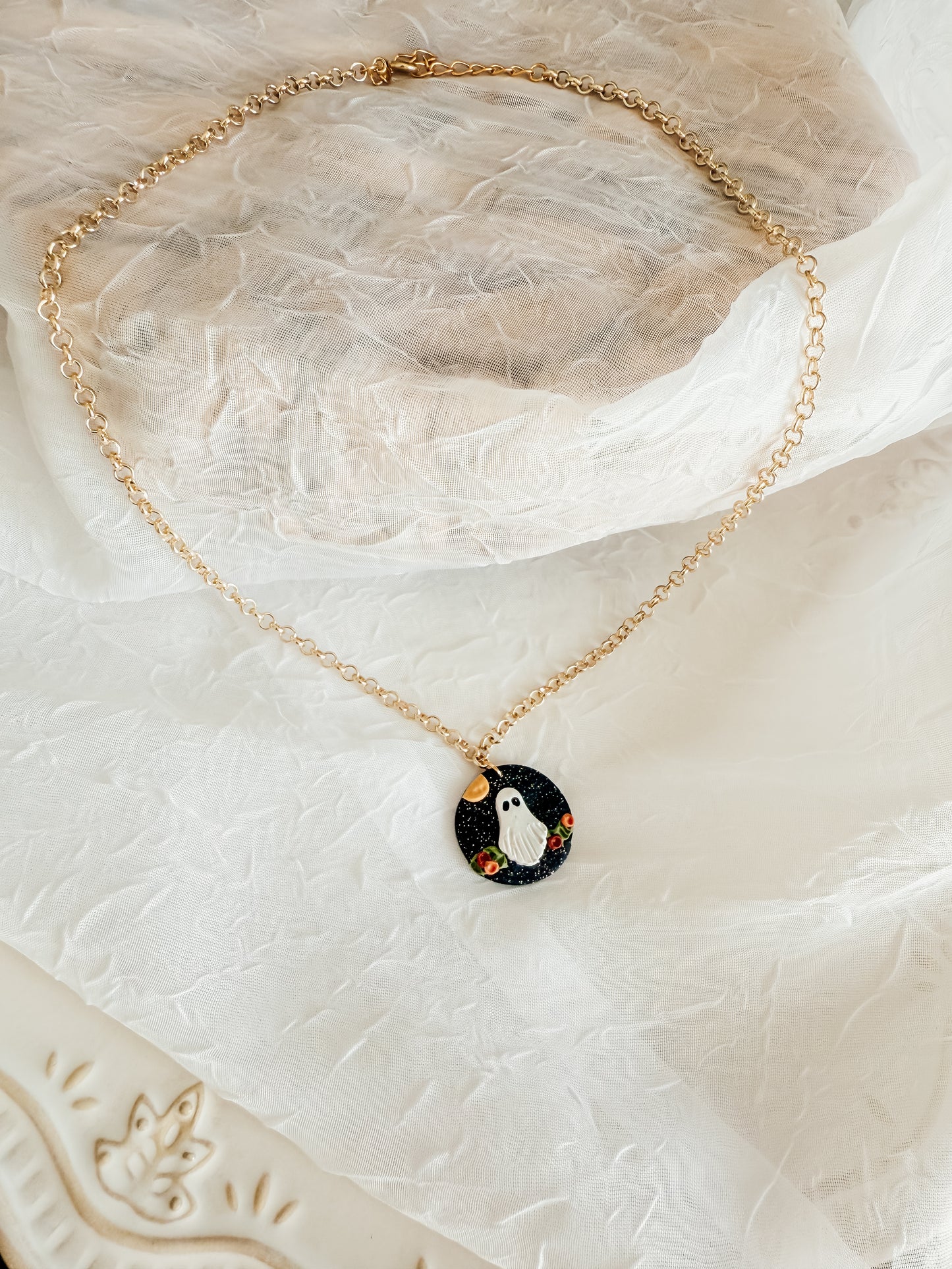 Ghost in the Flowers Earrings and Necklace