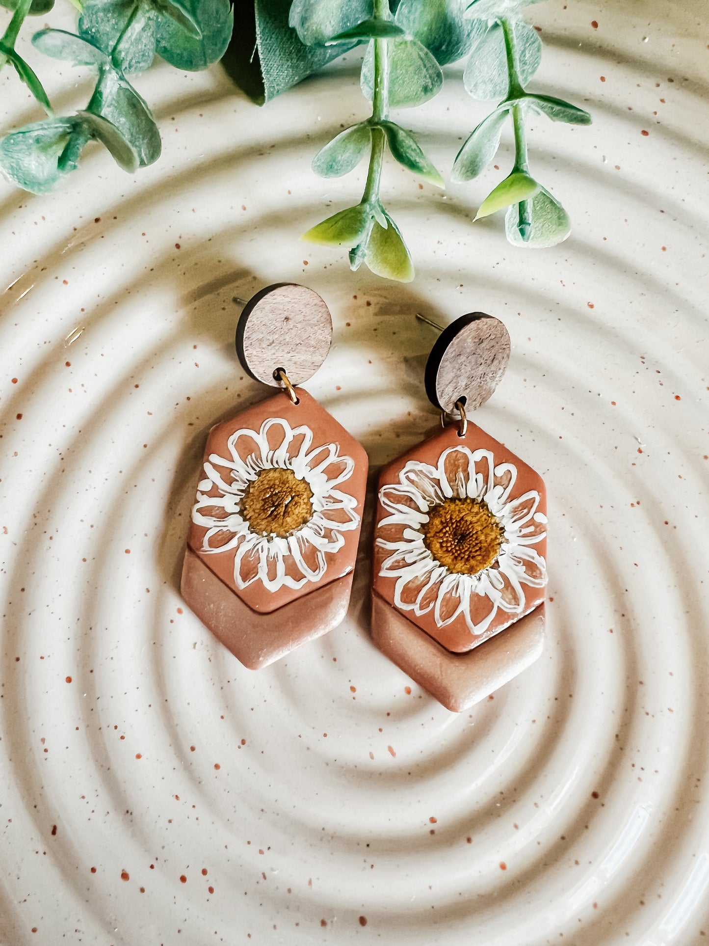 Hand Painted Dainty Daisy Dangles